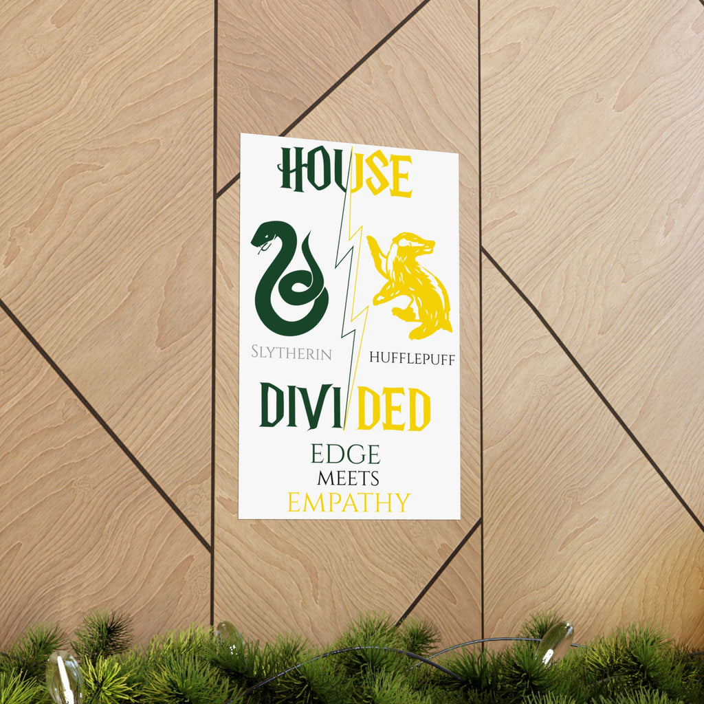 House Divided Poster – Slytherin x Hufflepuff | Magical House Wall Art