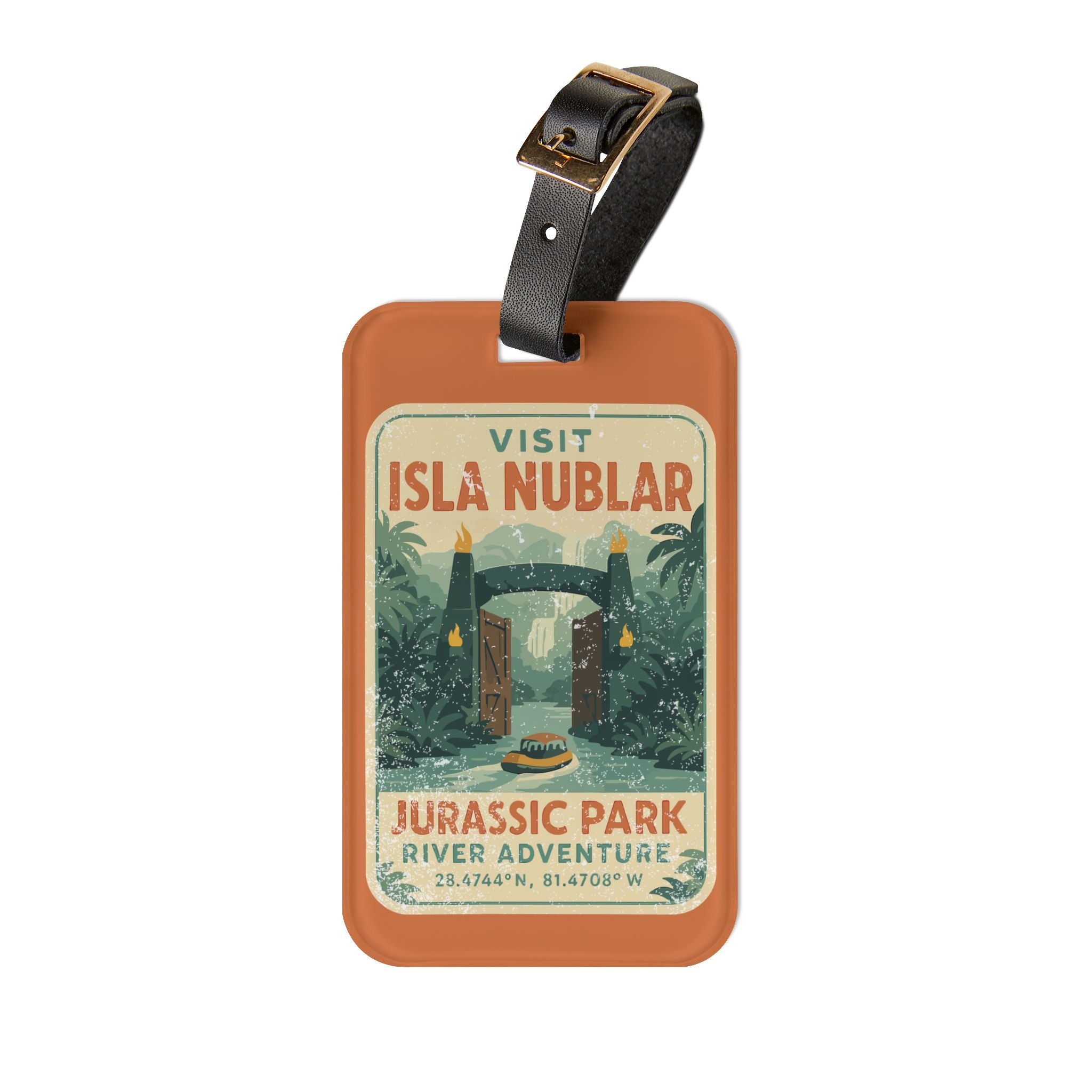 Visit Isla Nublar Luggage Tag- Jurassic Park River Adventure Inspired Travel Tag