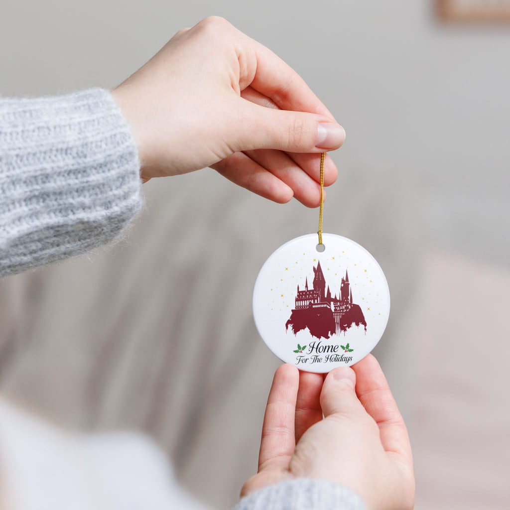 Home for the Holidays Castle Ornament- Ceramic Magical Wizard Christmas Decor