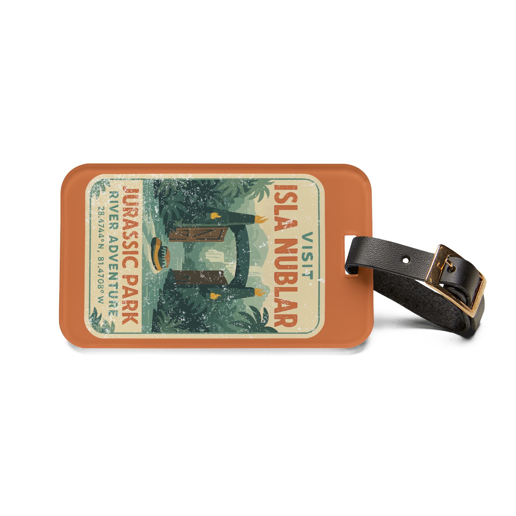 Visit Isla Nublar Luggage Tag- Jurassic Park River Adventure Inspired Travel Tag