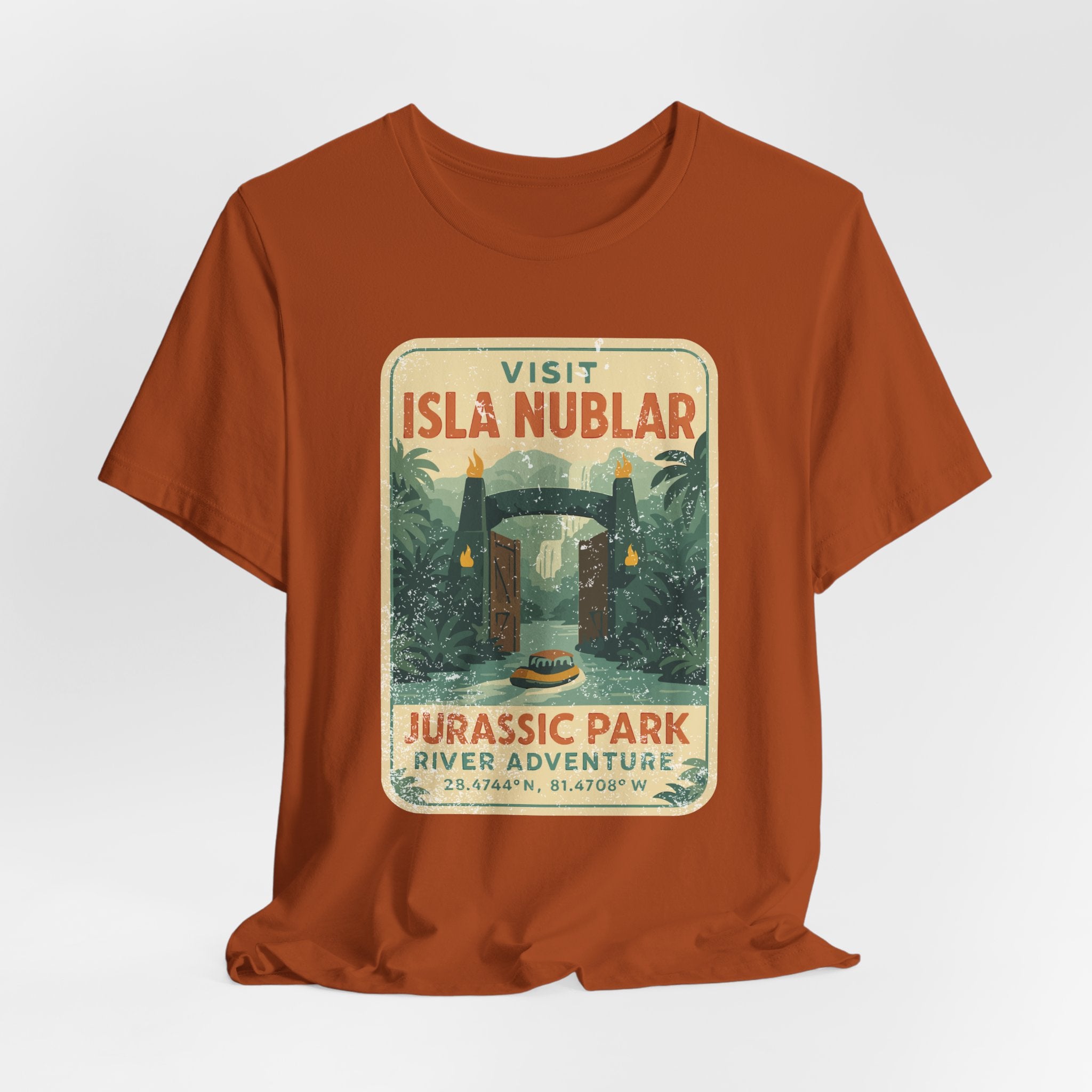 Visit Isla Nublar Shirt- River Adventure Ride Tee, Vintage Travel Poster Style