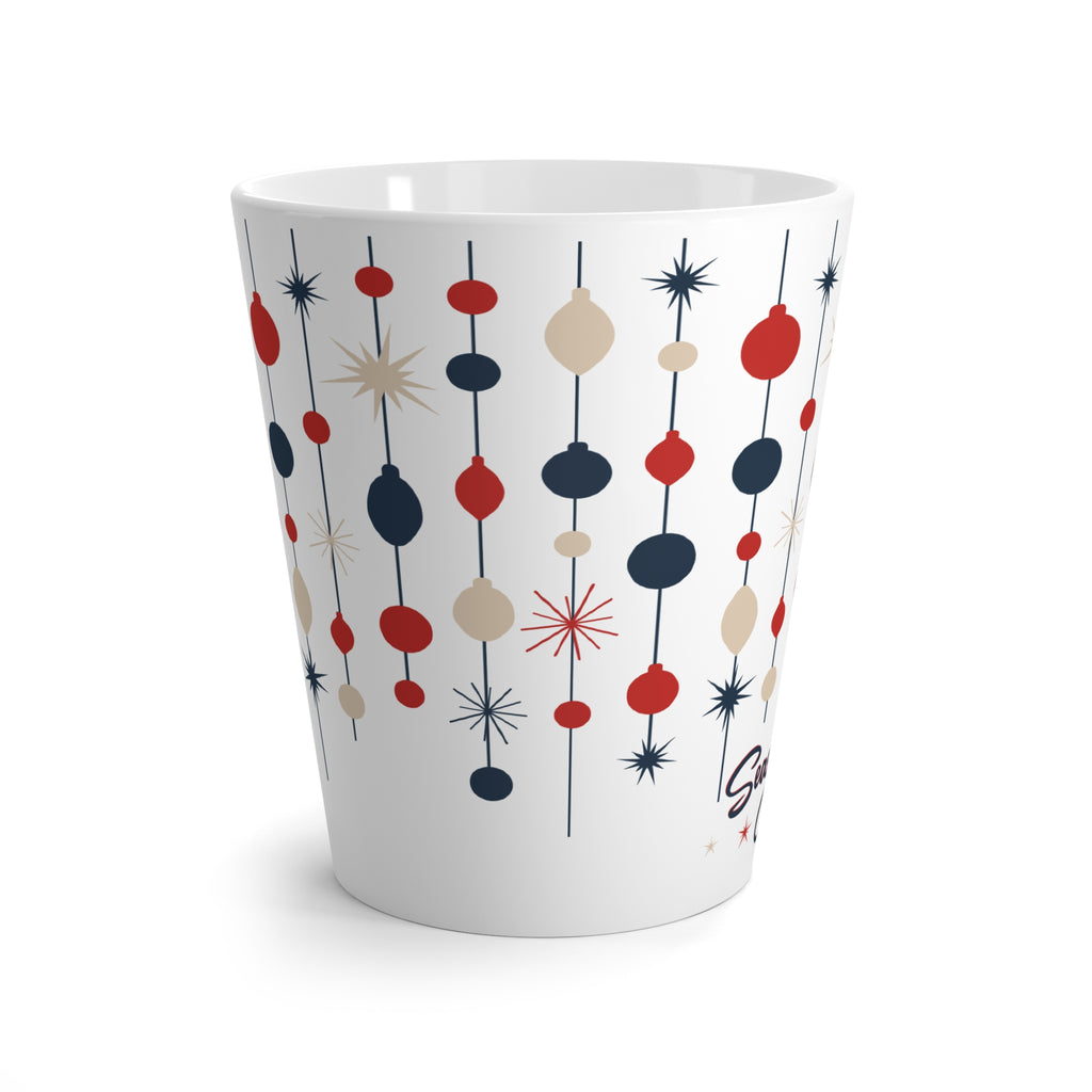 Retro Christmas Latte Mug- 12oz Mid Century Modern Season's Greetings Holiday Coffee Cup