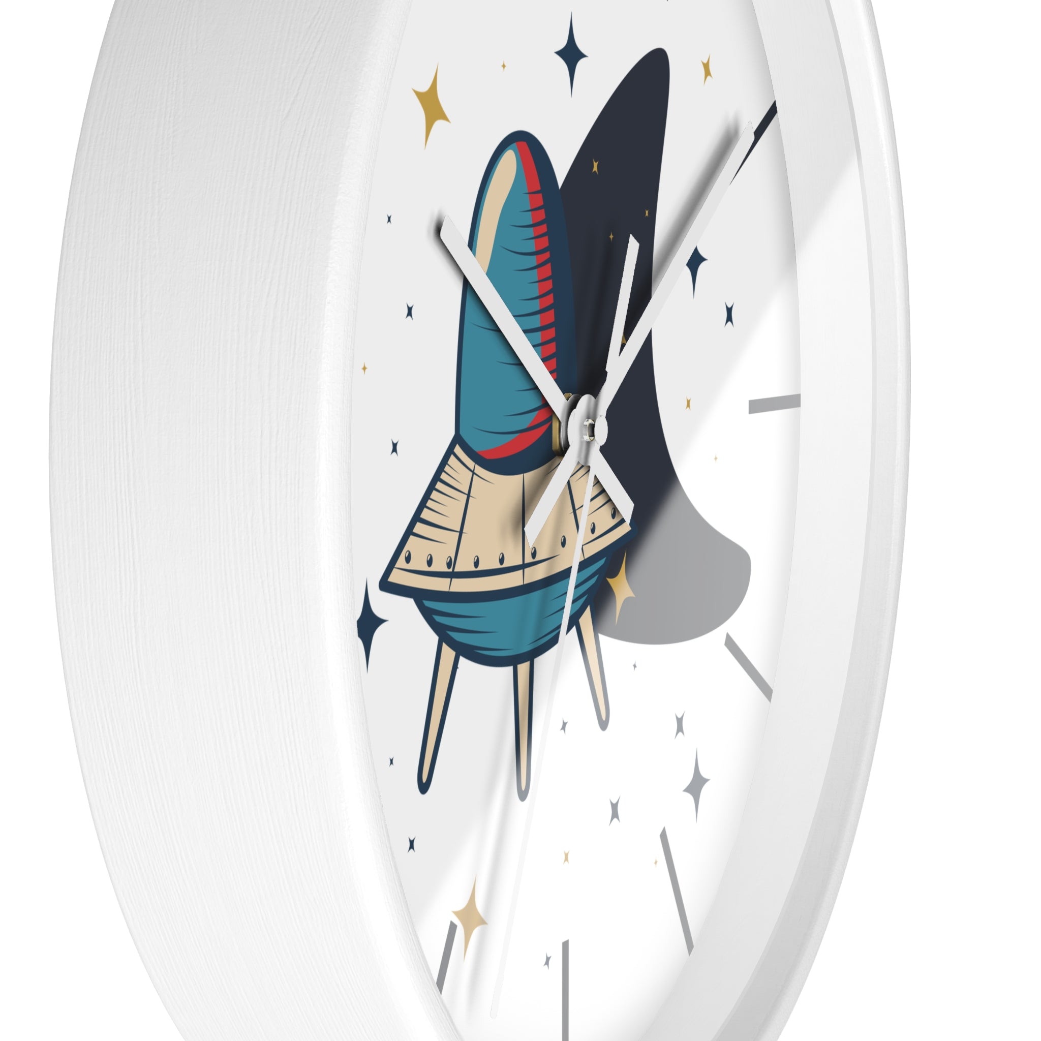 Retro UFO Wall Clock- Mid Century Modern Space Clock, Atomic Age Décor
