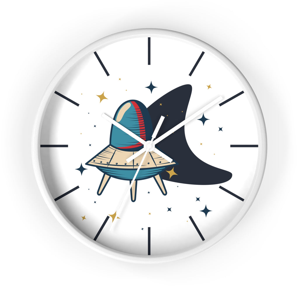 Retro UFO Wall Clock- Mid Century Modern Space Clock, Atomic Age Décor
