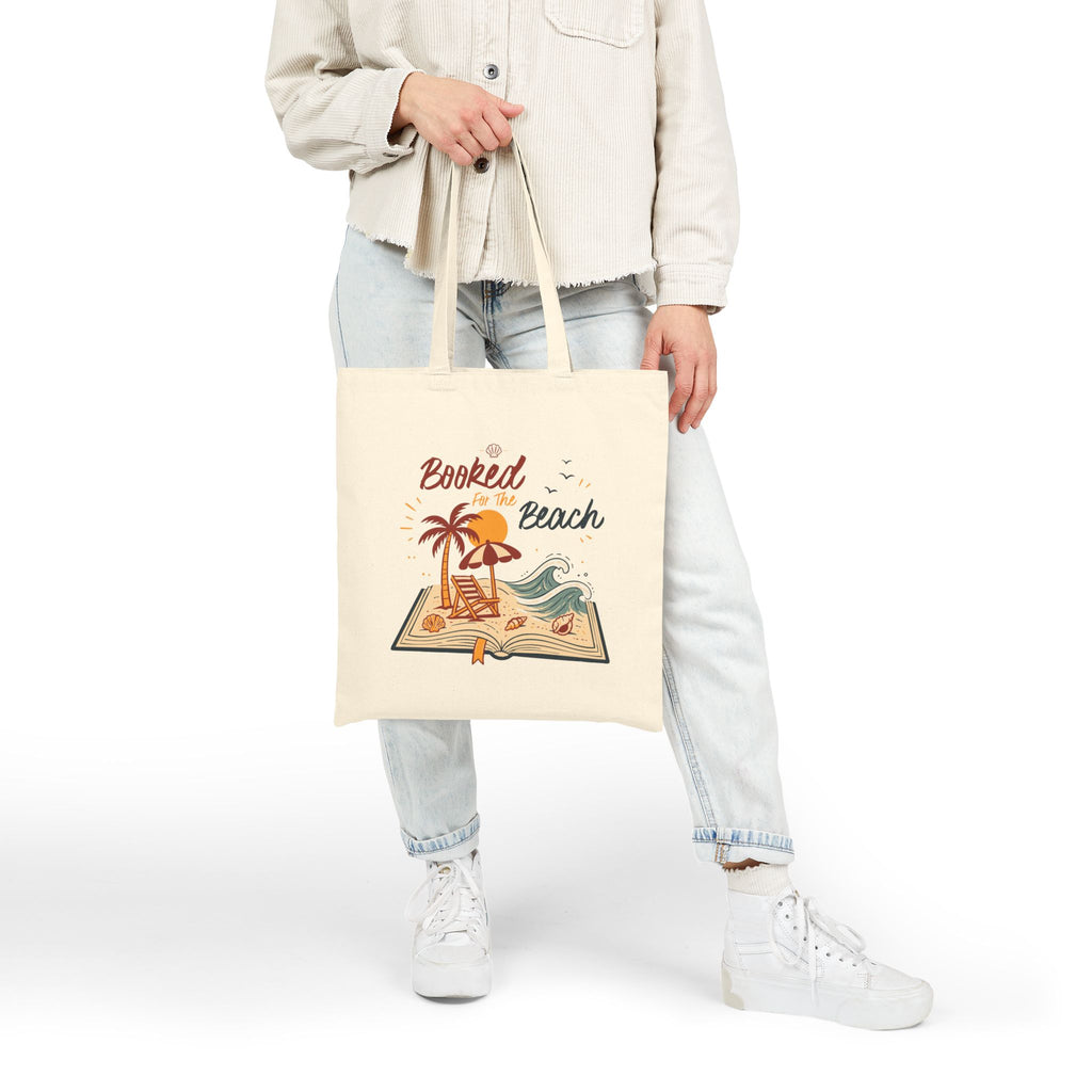 Booked for the Beach Tote Bag- Book Lover Canvas Tote