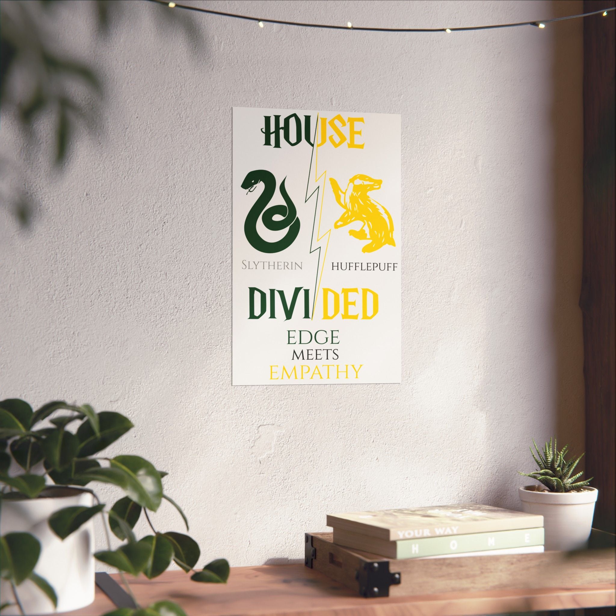 House Divided Poster – Slytherin x Hufflepuff | Magical House Wall Art