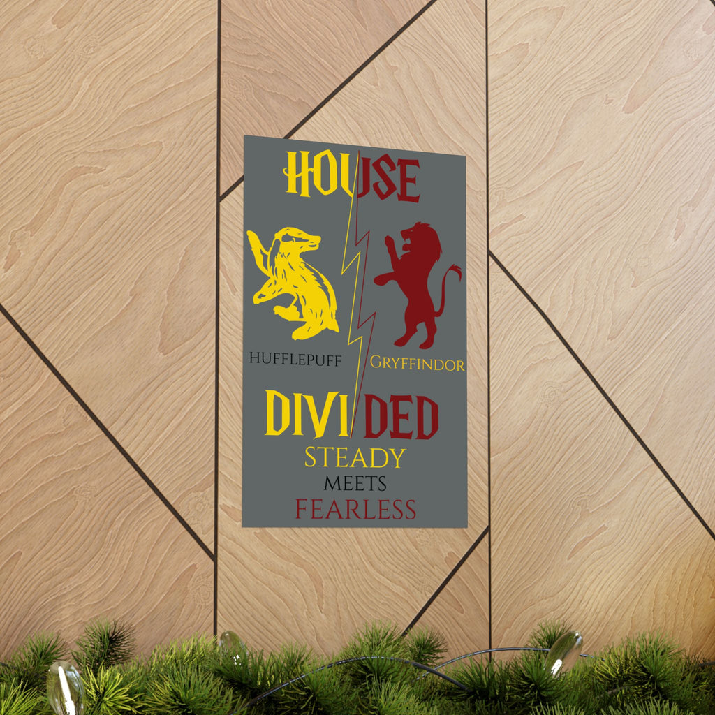 House Divided Poster – Gryffindor x Hufflepuff | Magical House Wall Art