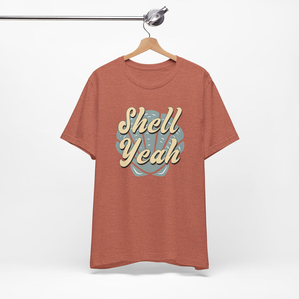 Shell Yeah Tee- Retro Seashell Beach Shirt