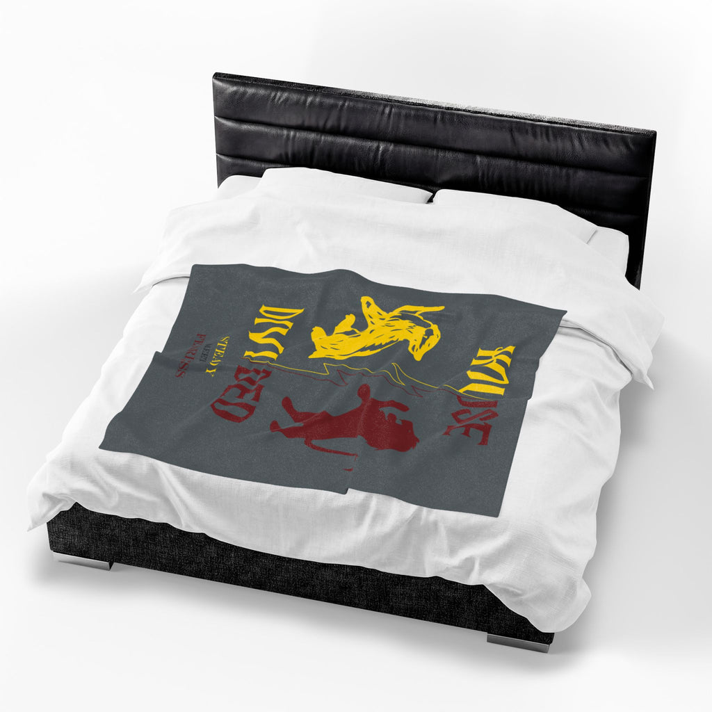 House Divided Badger + Lion Rivalry Blanket- Steady Meets Fearless Wizardcore Cozy Throw (50x60)