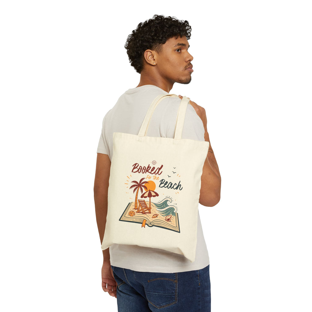 Booked for the Beach Tote Bag- Book Lover Canvas Tote