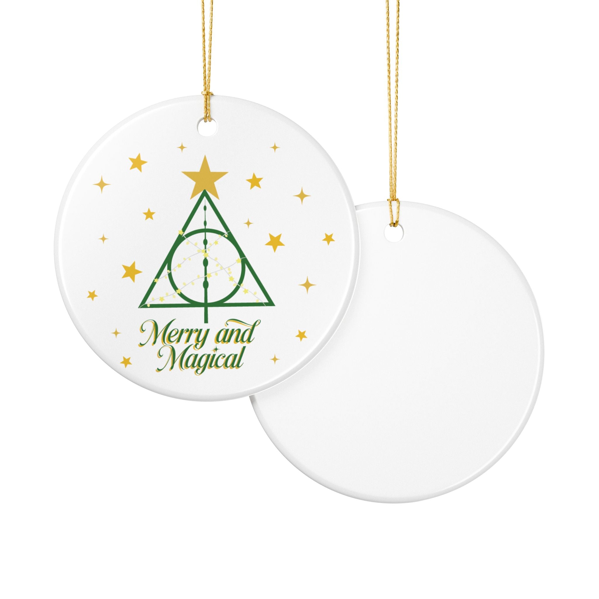 Merry and Magical Ornament- Wizard Inspired Ceramic Christmas Ornament