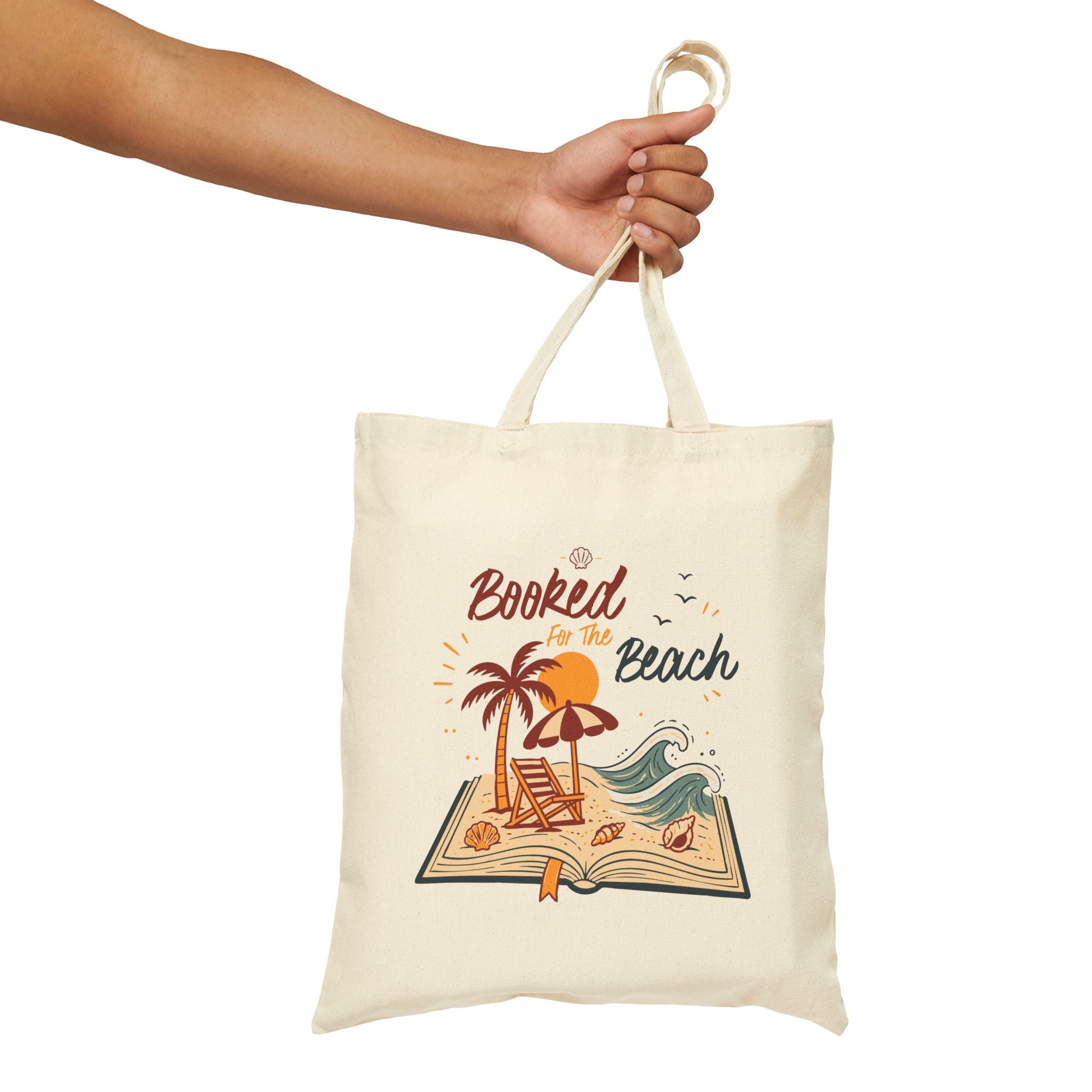 Booked for the Beach Tote Bag- Book Lover Canvas Tote