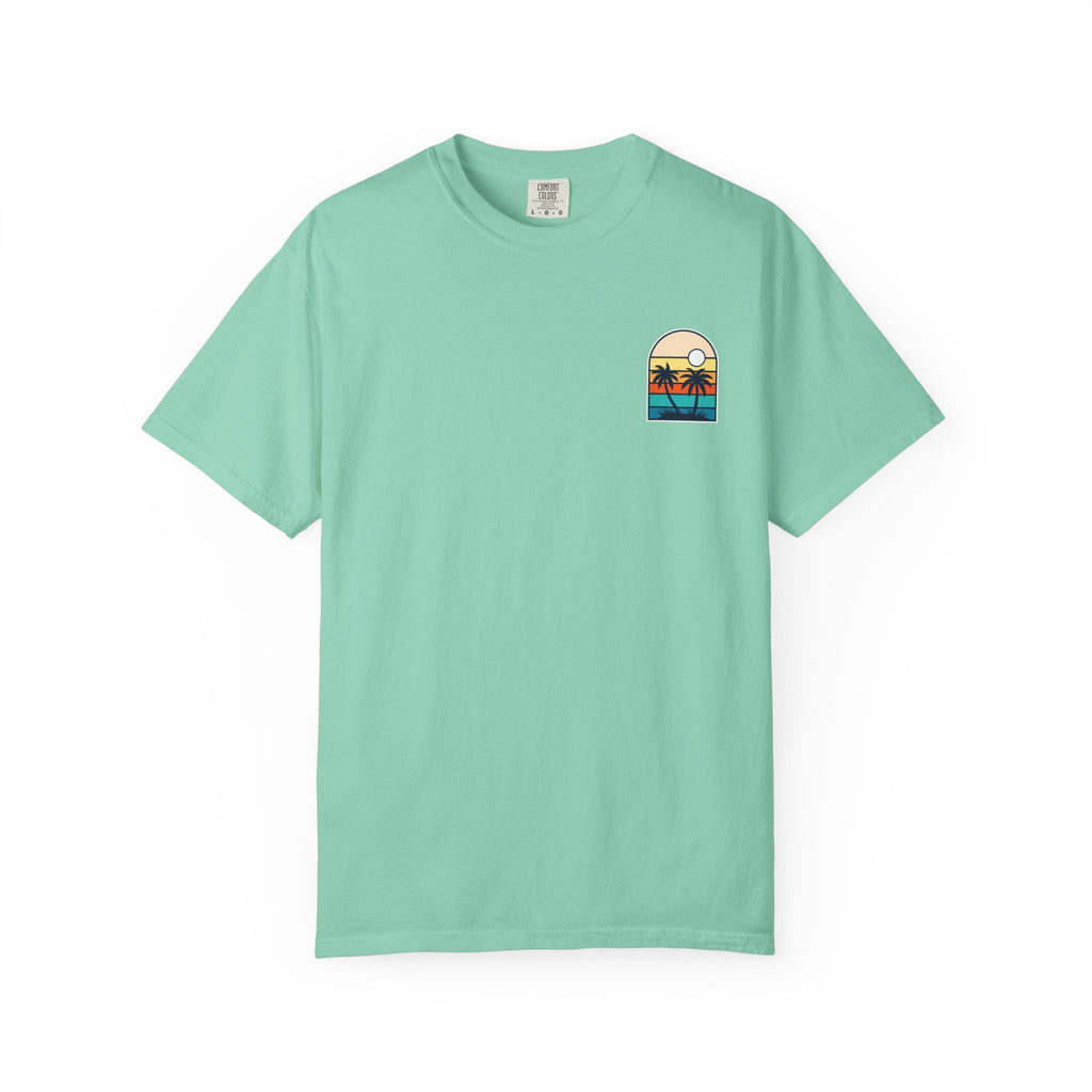 The Vibes Are Vibin Tee- Retro Palm Sunset, Beach Vibes Tee