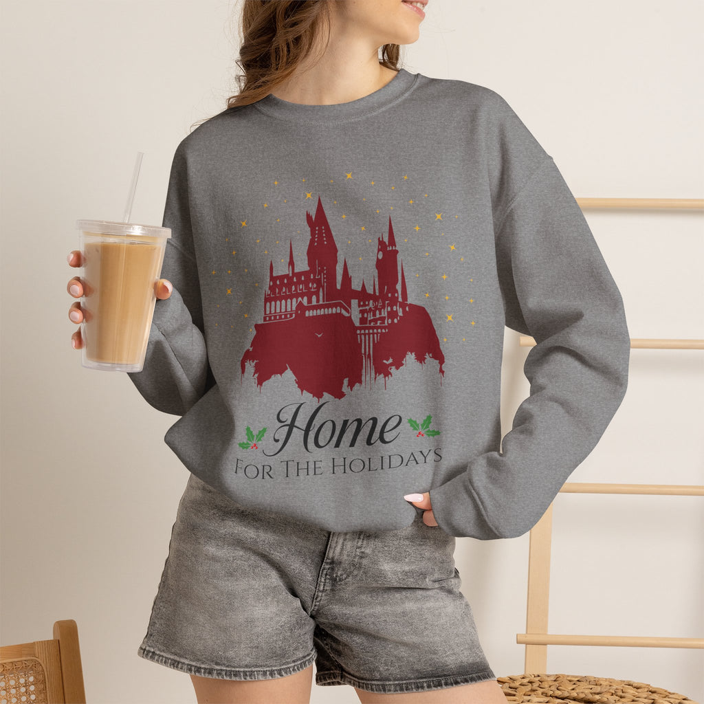 Home for the Holidays Wizard Christmas Sweatshirt- Cozy Castle Holiday Crewneck