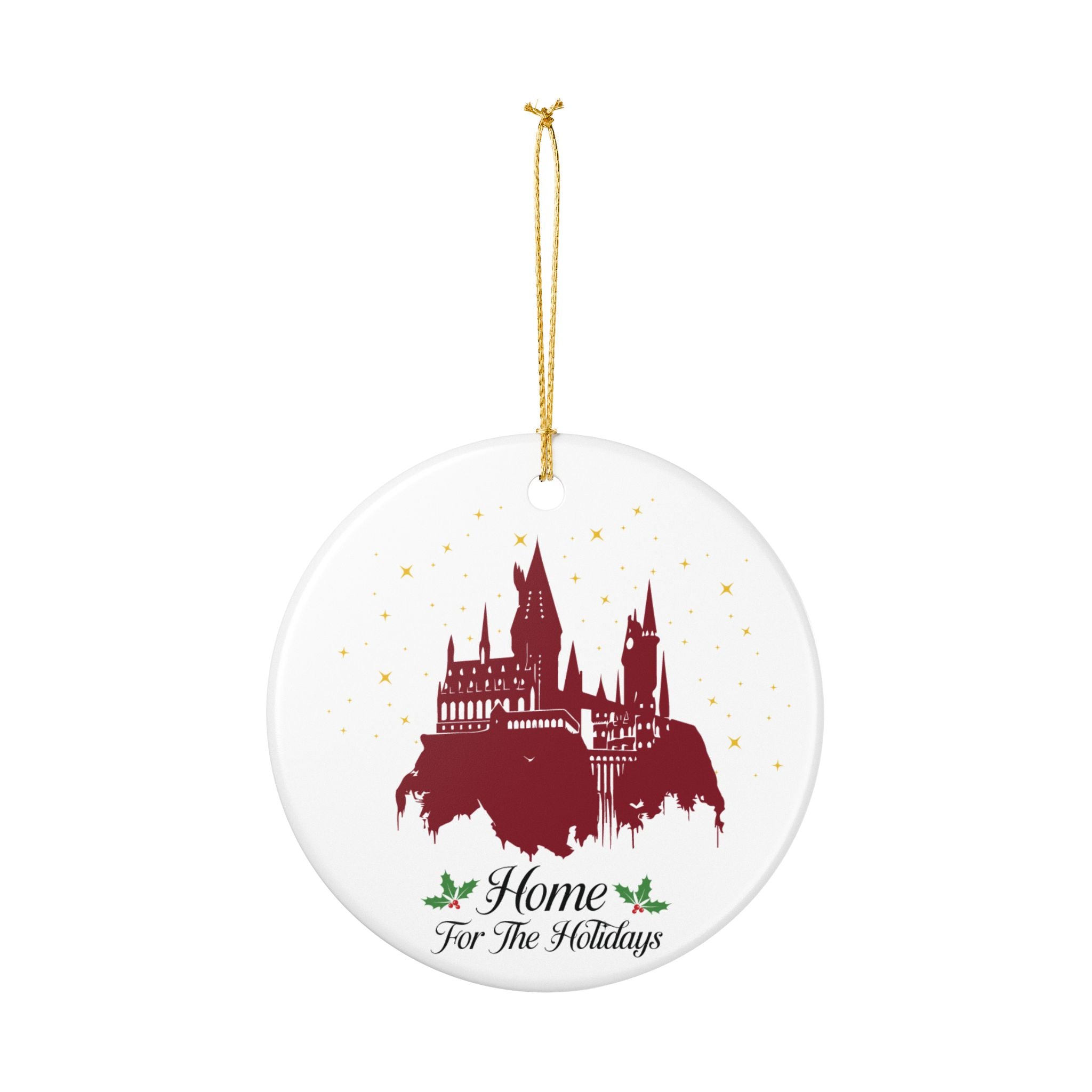 Home for the Holidays Castle Ornament- Ceramic Magical Wizard Christmas Decor