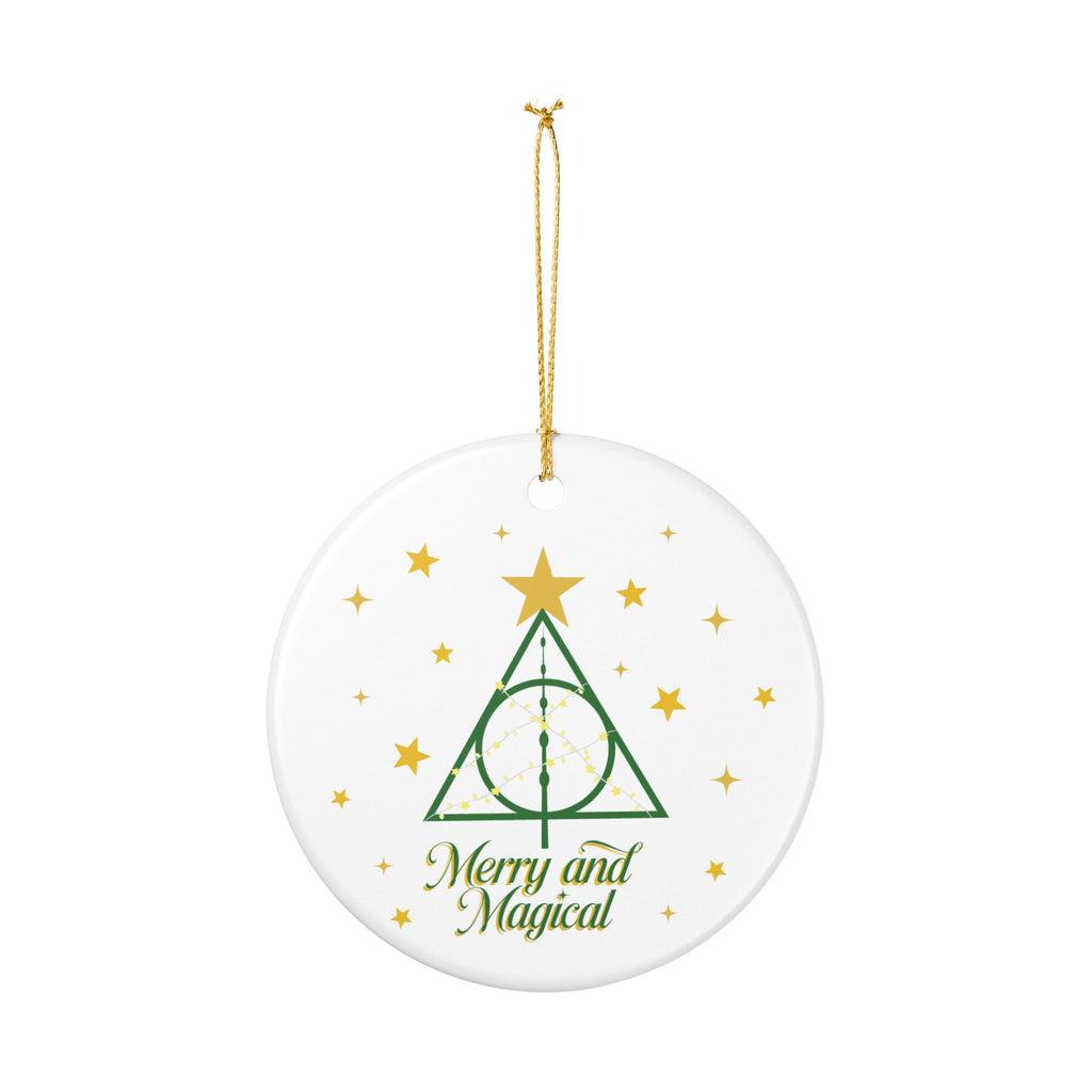 Merry and Magical Ornament- Wizard Inspired Ceramic Christmas Ornament
