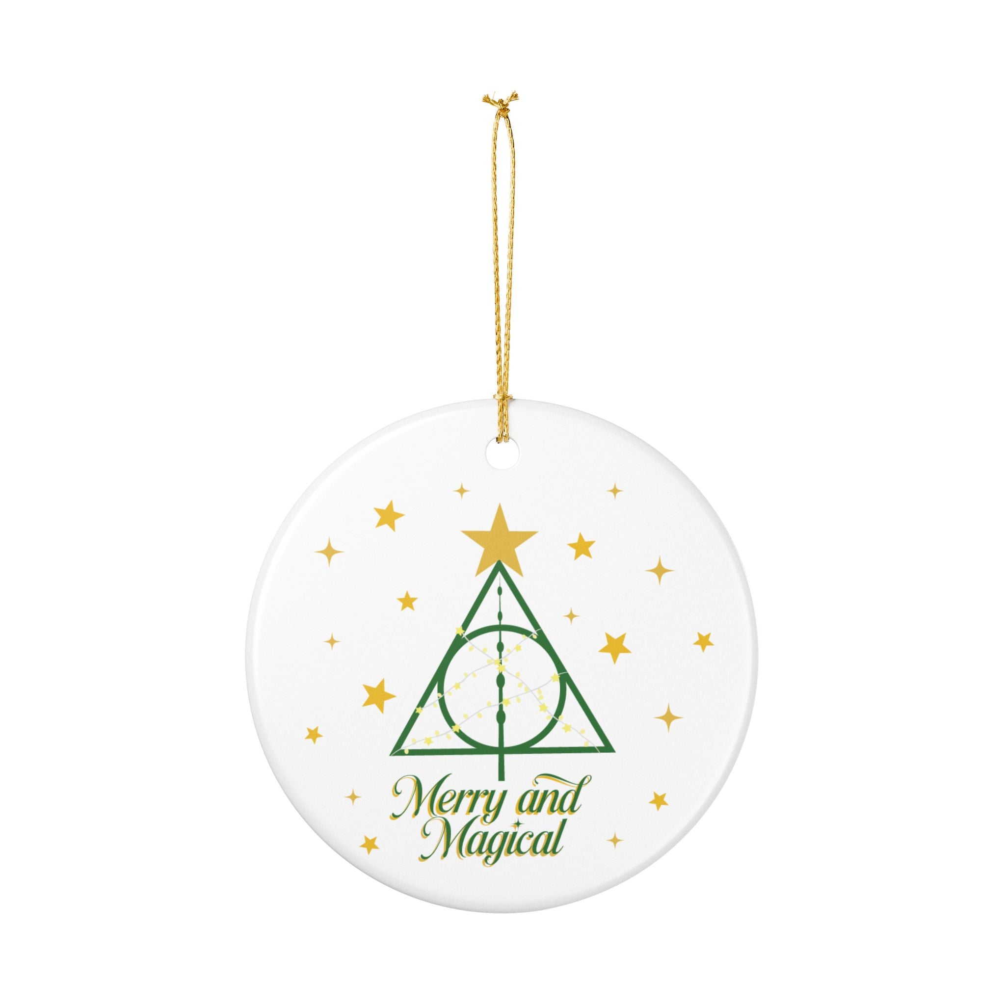 Merry and Magical Ornament- Wizard Inspired Ceramic Christmas Ornament