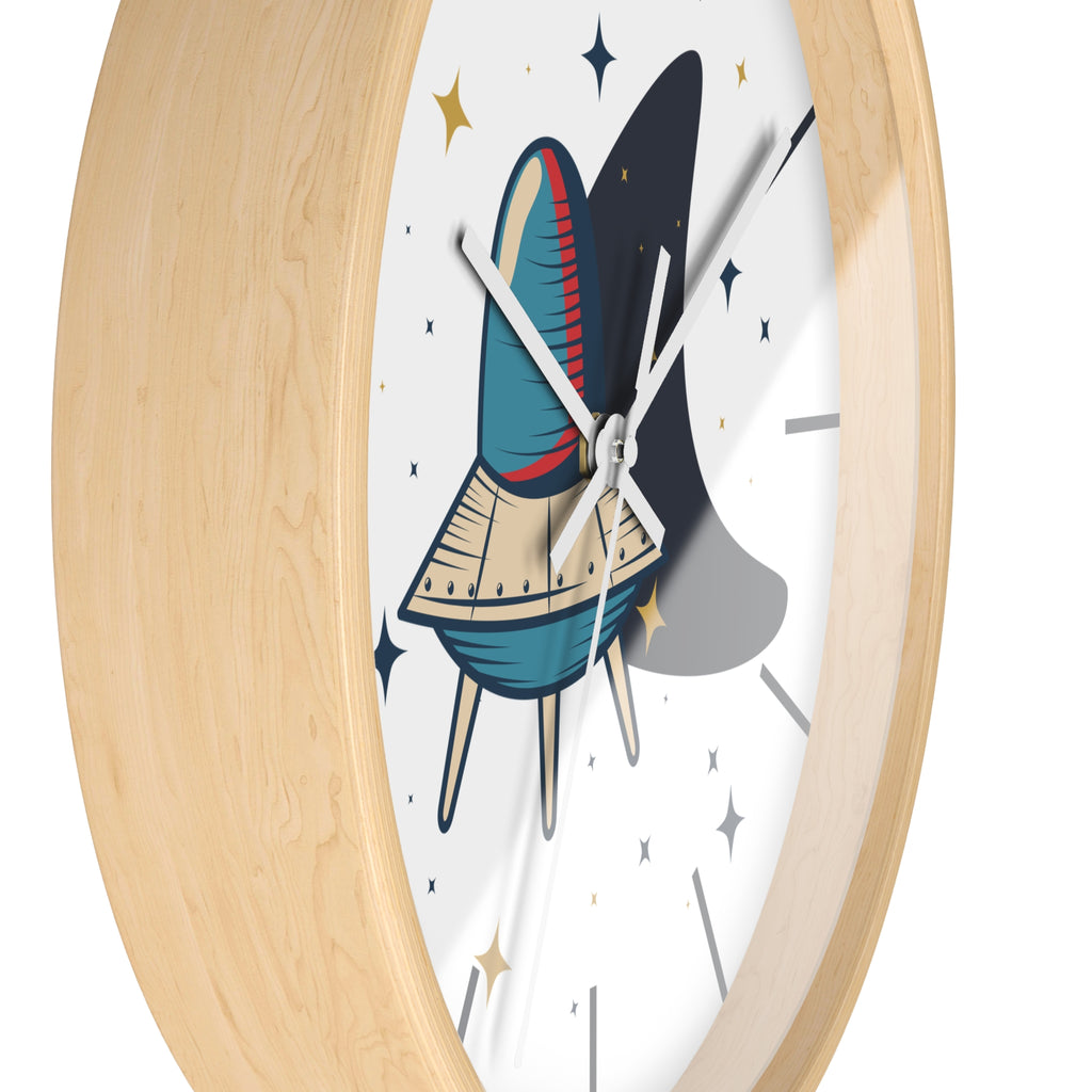 Retro UFO Wall Clock- Mid Century Modern Space Clock, Atomic Age Décor