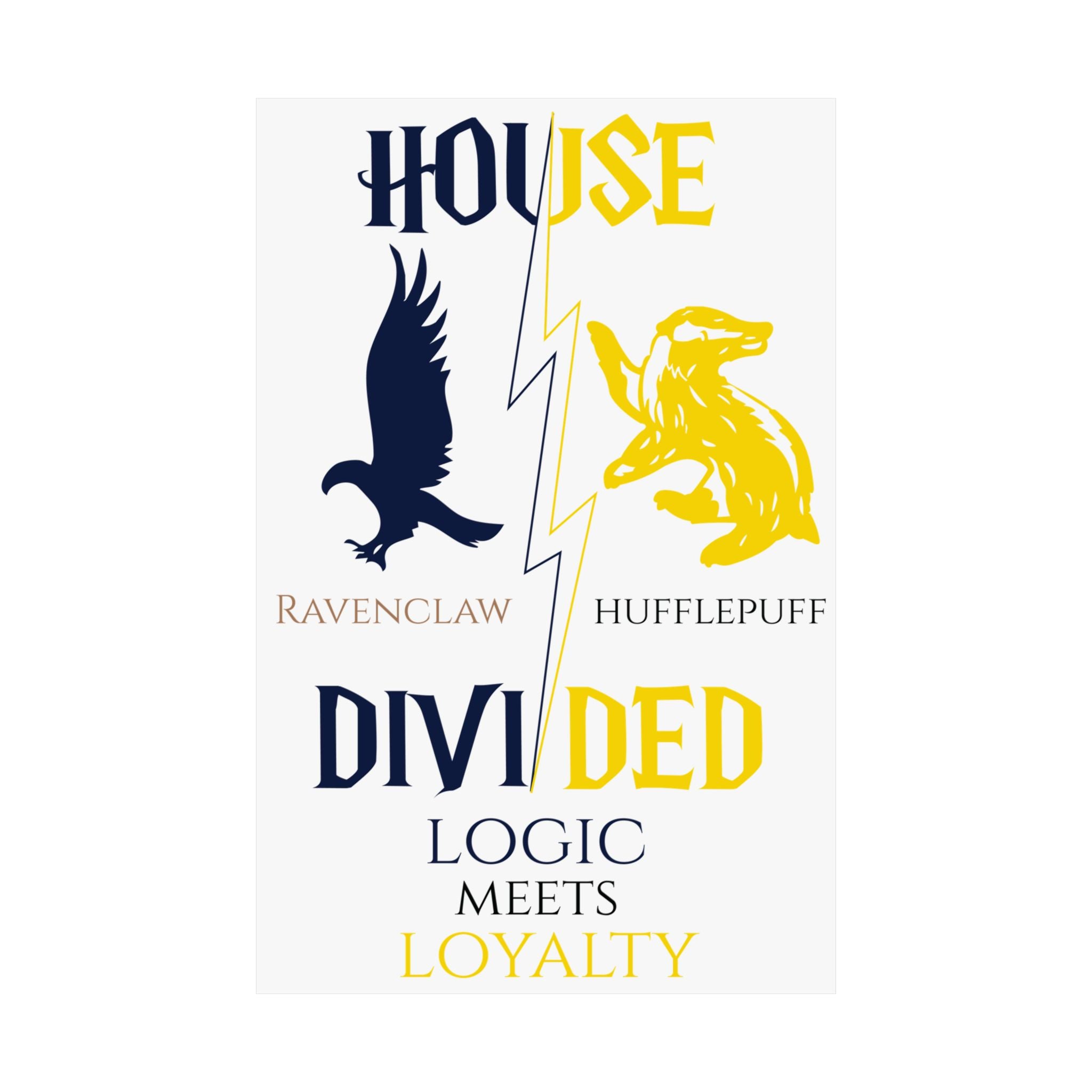 House Divided Poster – Ravenclaw x Hufflepuff | Magical House Wall Art