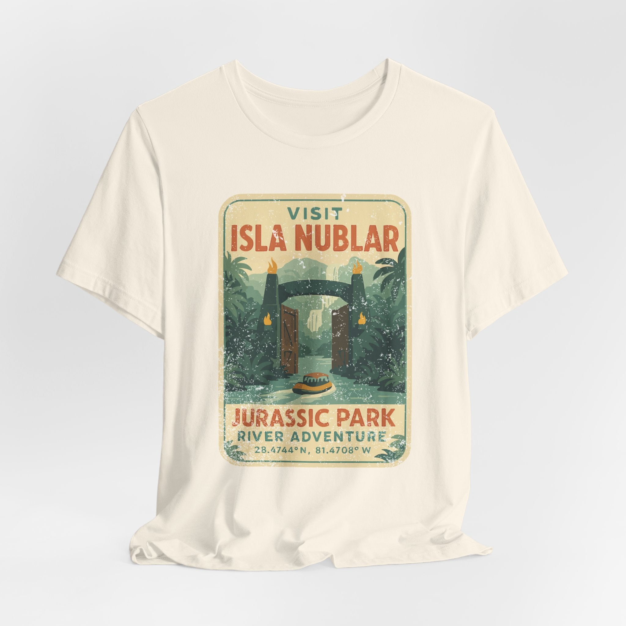 Visit Isla Nublar Shirt- River Adventure Ride Tee, Vintage Travel Poster Style
