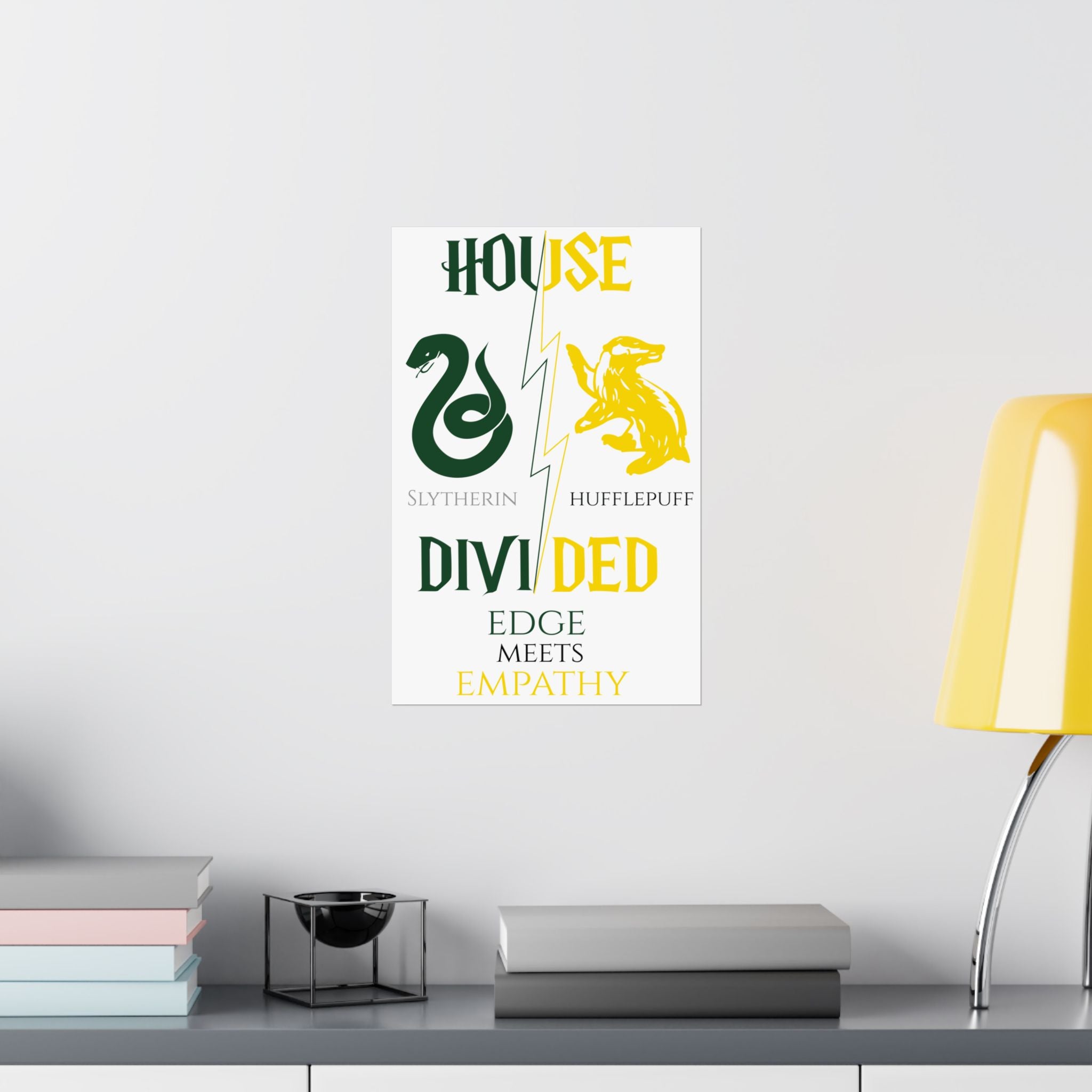 House Divided Poster – Slytherin x Hufflepuff | Magical House Wall Art