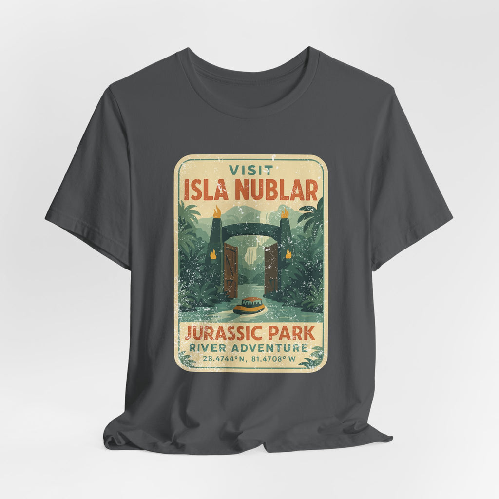 Visit Isla Nublar Shirt- River Adventure Ride Tee, Vintage Travel Poster Style