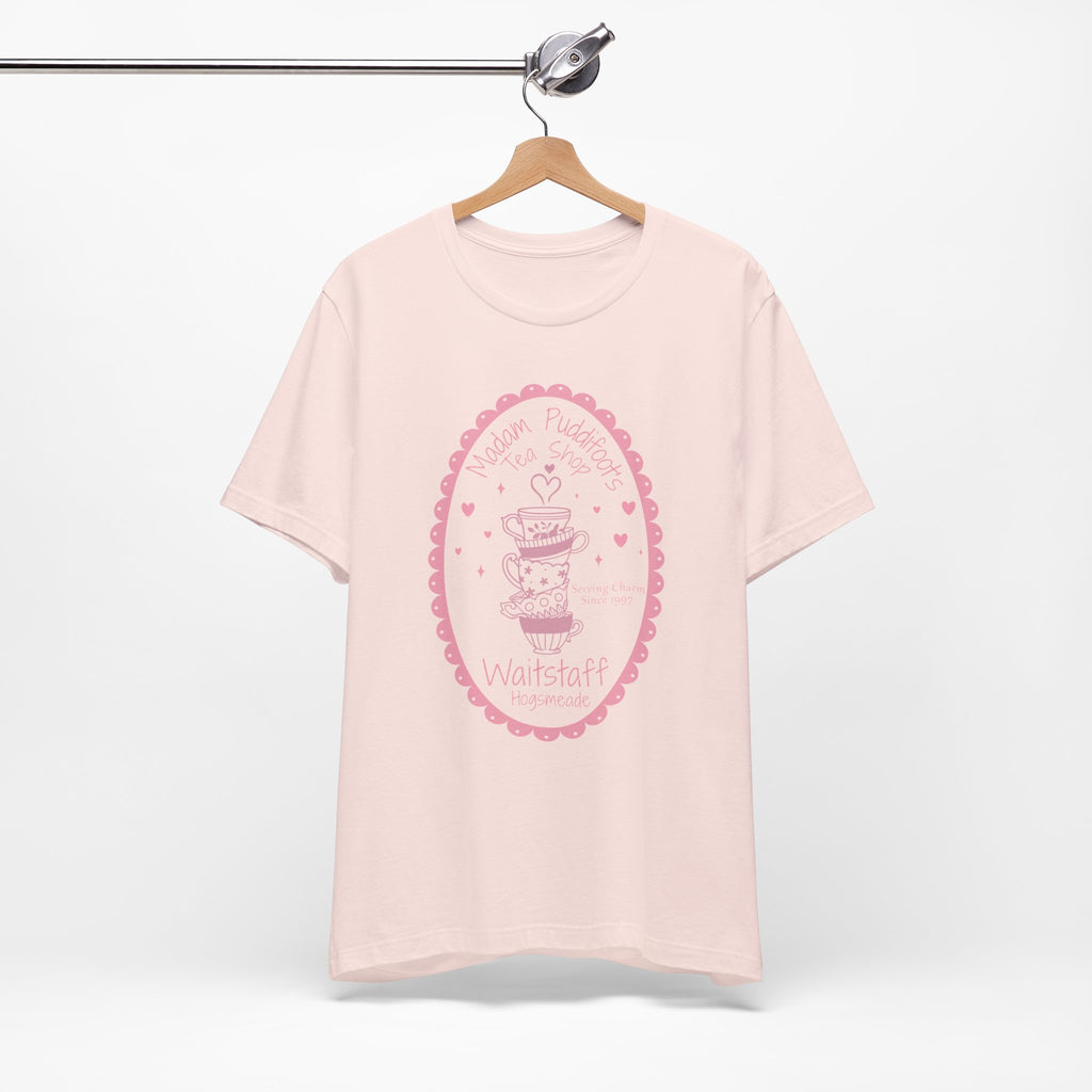 Enchanted Tea Shop Waitstaff Shirt- Cozy Teacup Heart Graphic