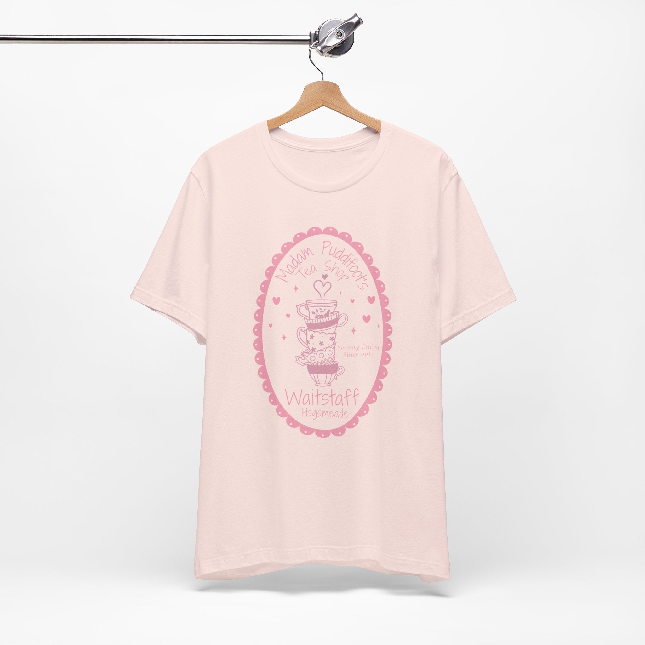 Enchanted Tea Shop Waitstaff Shirt- Cozy Teacup Heart Graphic