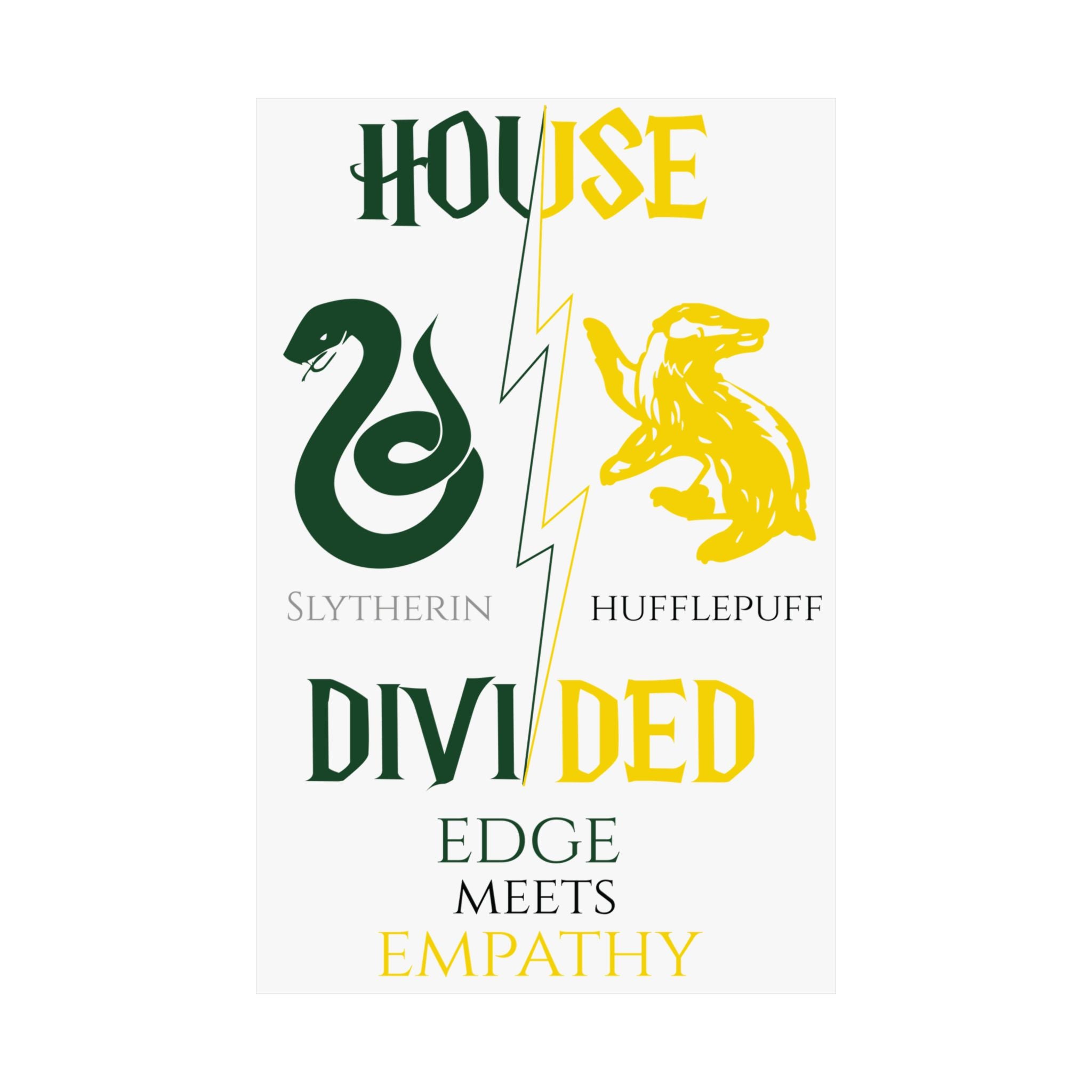 House Divided Poster – Slytherin x Hufflepuff | Magical House Wall Art