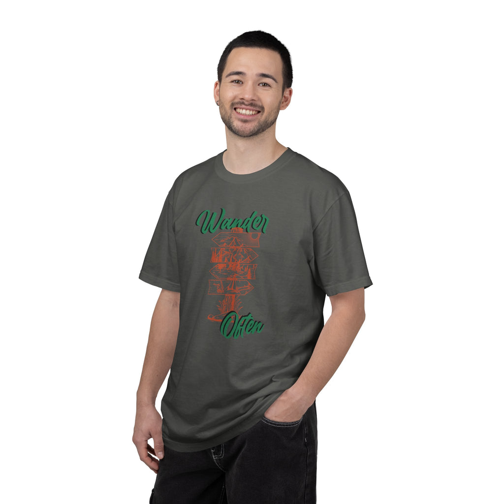 Wander Often Tee- Hiking Shirt, Rustic Signpost Adventure Graphic