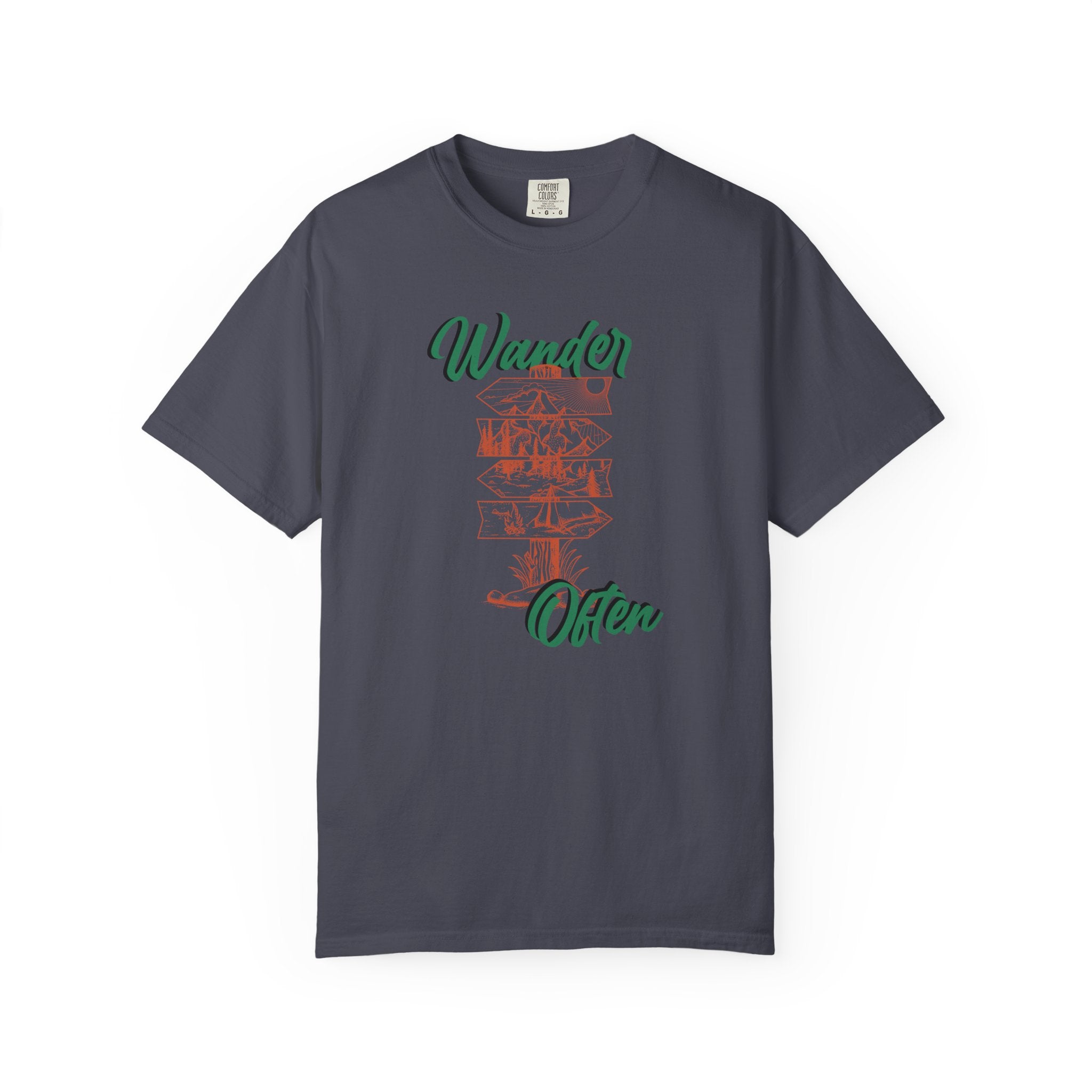 Wander Often Tee- Hiking Shirt, Rustic Signpost Adventure Graphic