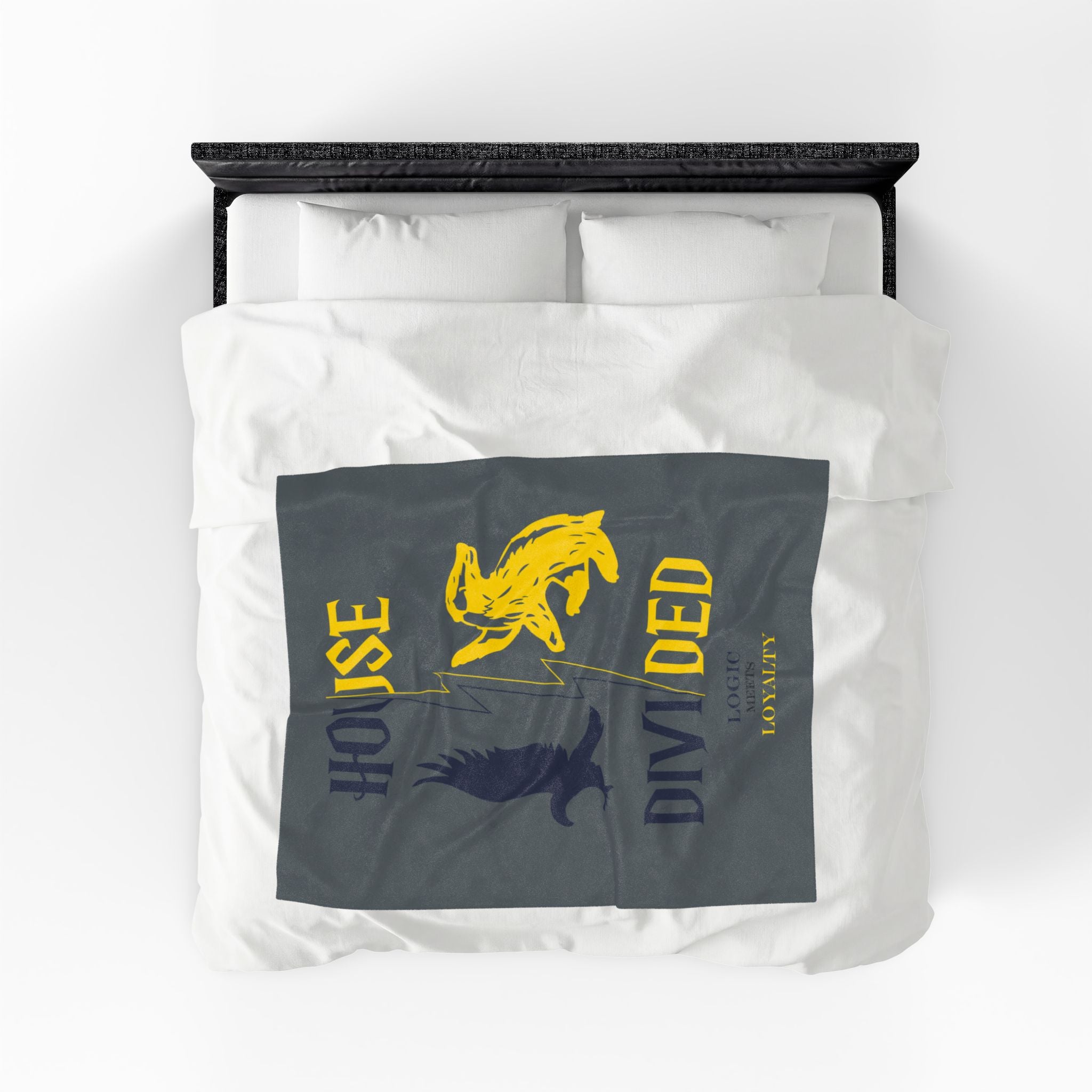 House Divided Raven + Badger Rivalry Blanket- Logic Meets Loyalty Cozy Wizardcore Throw (50x60)