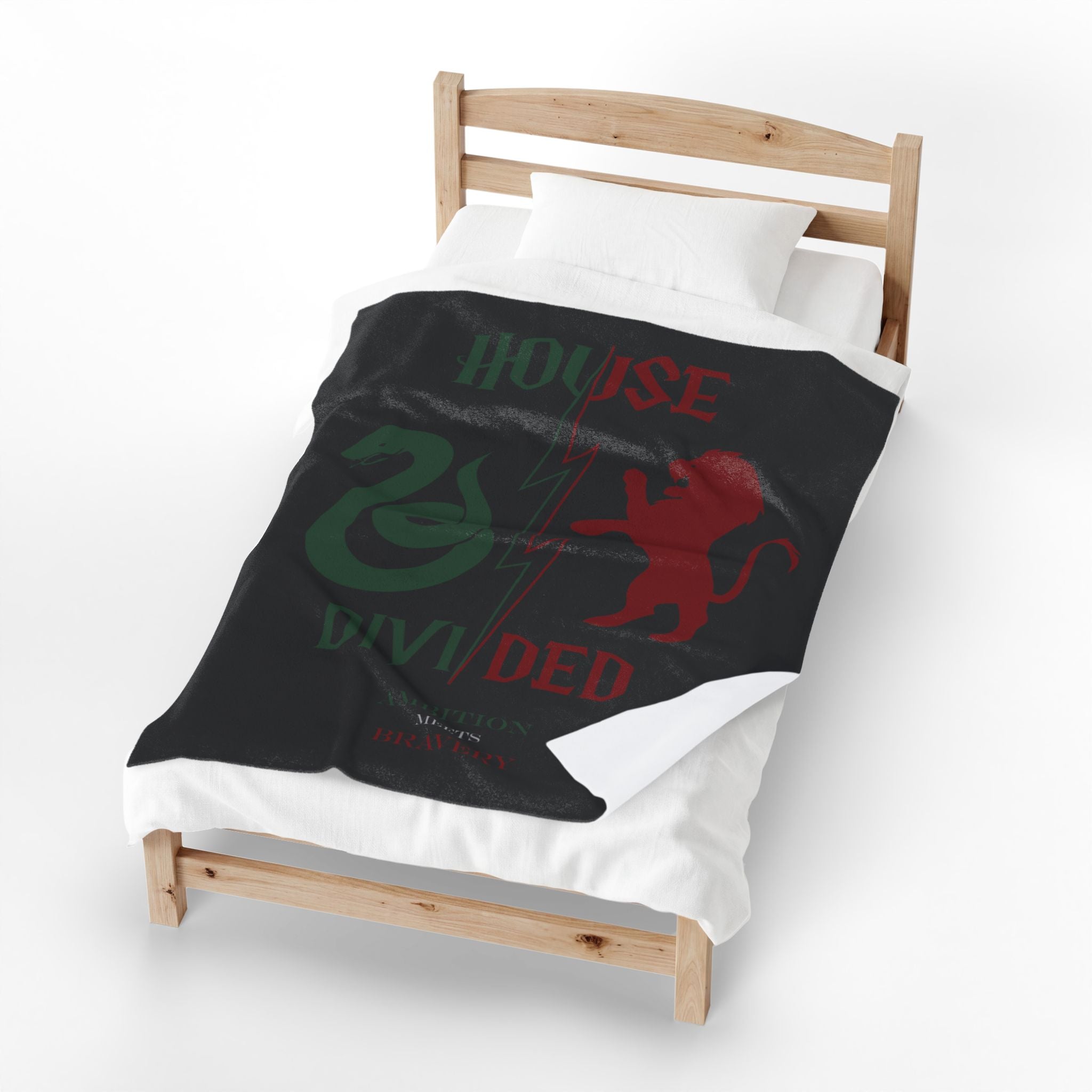 House Divided Serpent + Lion Rivalry Blanket- Ambition Meets Bravery Wizardcore Cozy Throw (50x60)