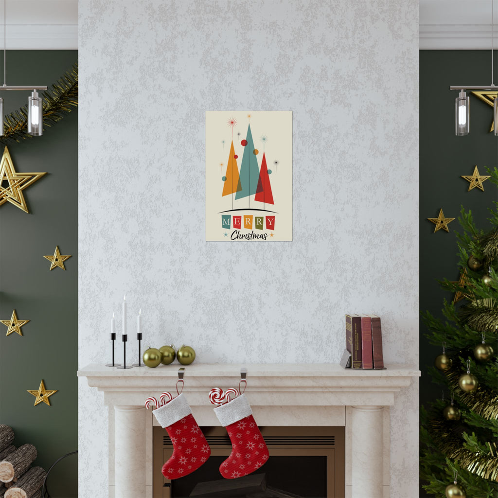 Mid Century Modern Christmas Poster, 16x24 Retro Atomic Holiday Wall Art