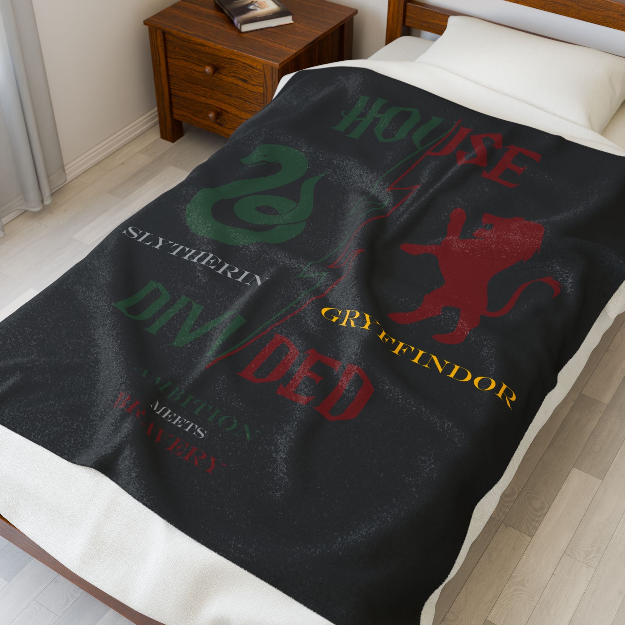 Slytherin Gryffindor House Divided Blanket | Ambition Meets Bravery Throw