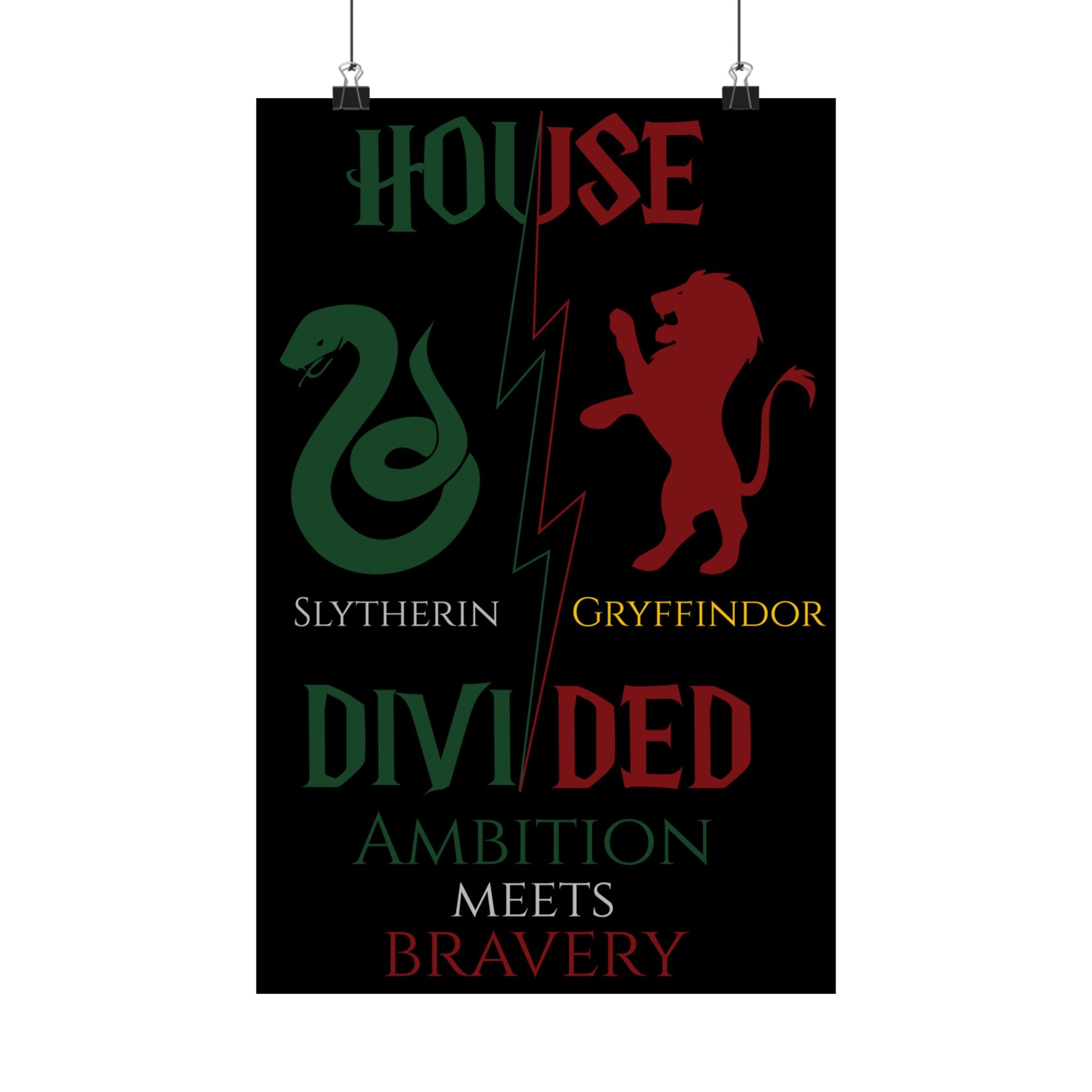 House Divided Poster – Gryffindor x Slytherin | Magical House Wall Art