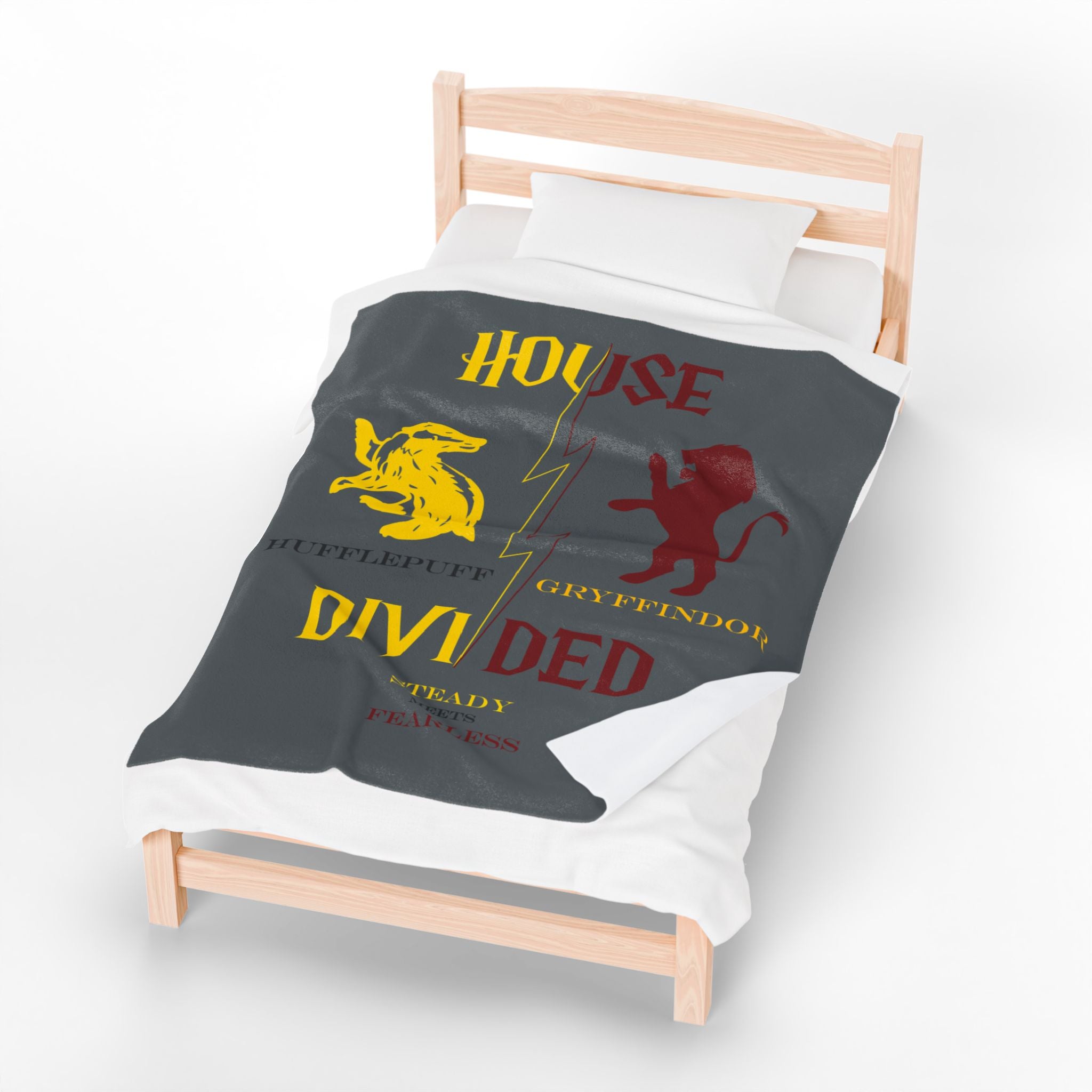 Hufflepuff Gryffindor House Divided Blanket | Steady Meets Fearless Throw