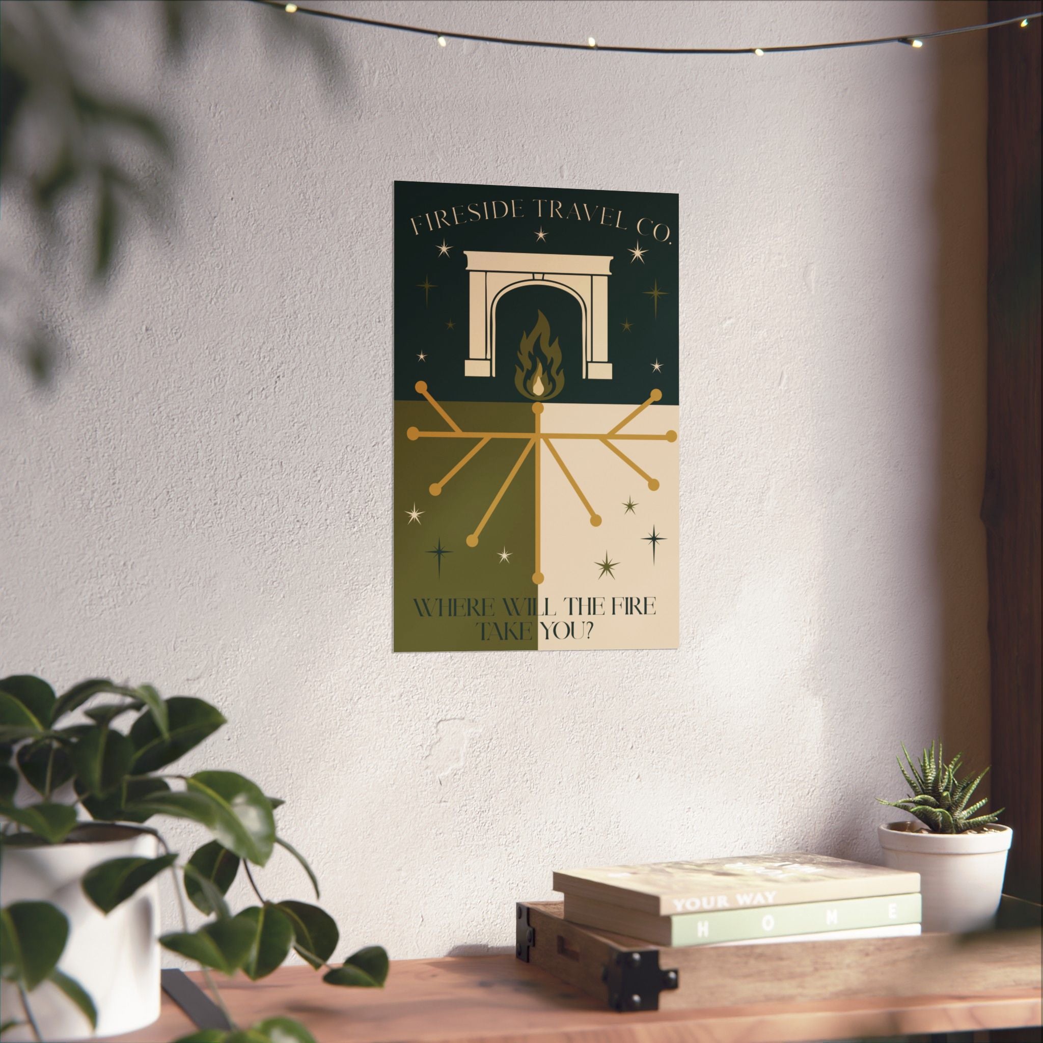 Fireside Travel Co Poster- 11x17 Mid Century Modern Wizarding Wall Art