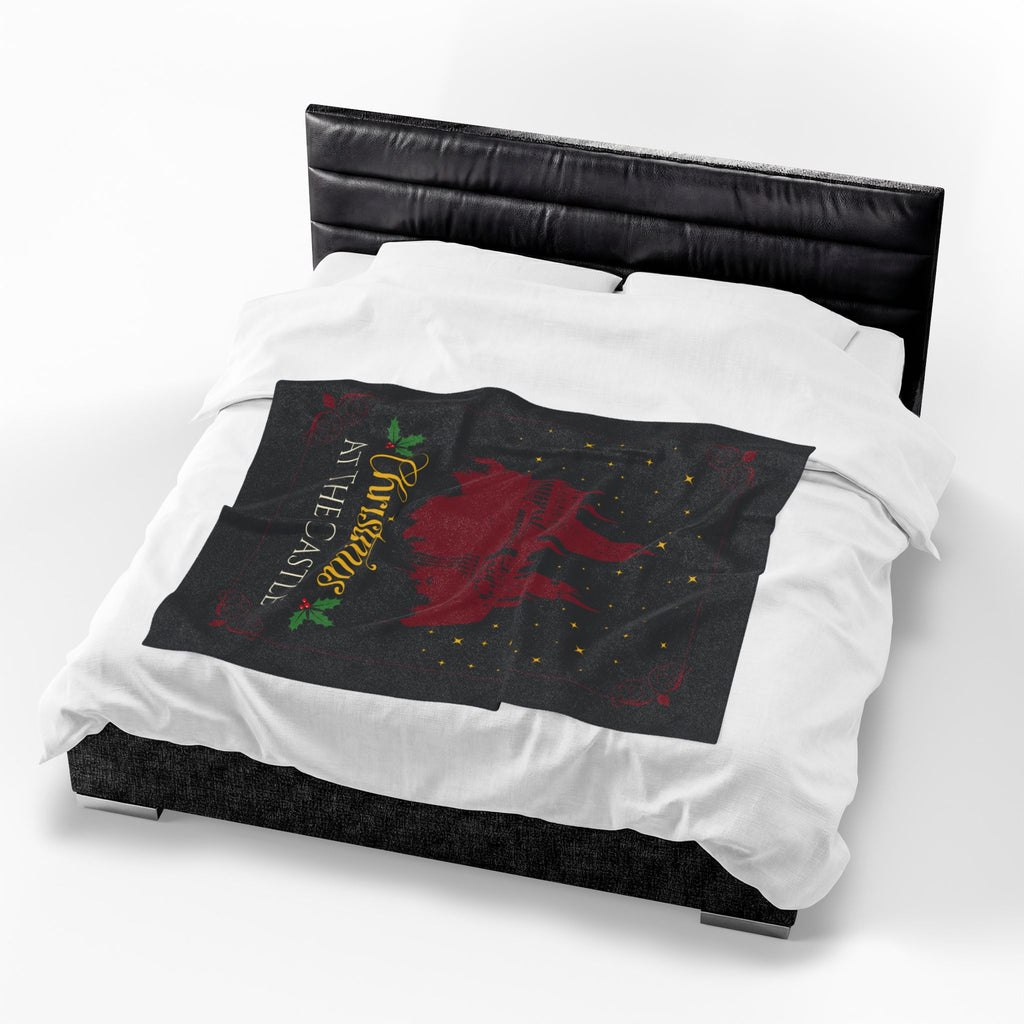 Christmas at the Castle Velveteen Plush Blanket | Holiday Castle Night Scene