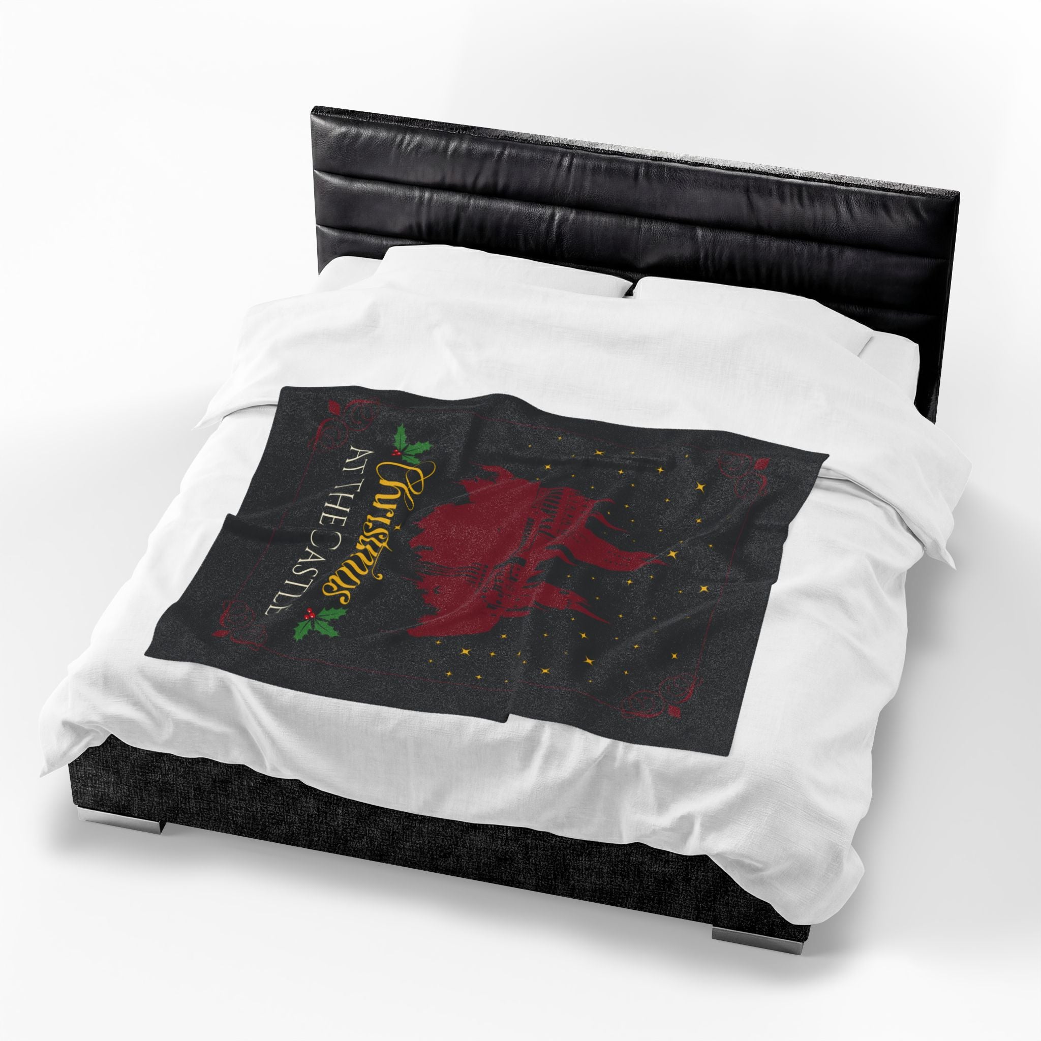 Christmas at the Castle Velveteen Plush Blanket | Holiday Castle Night Scene