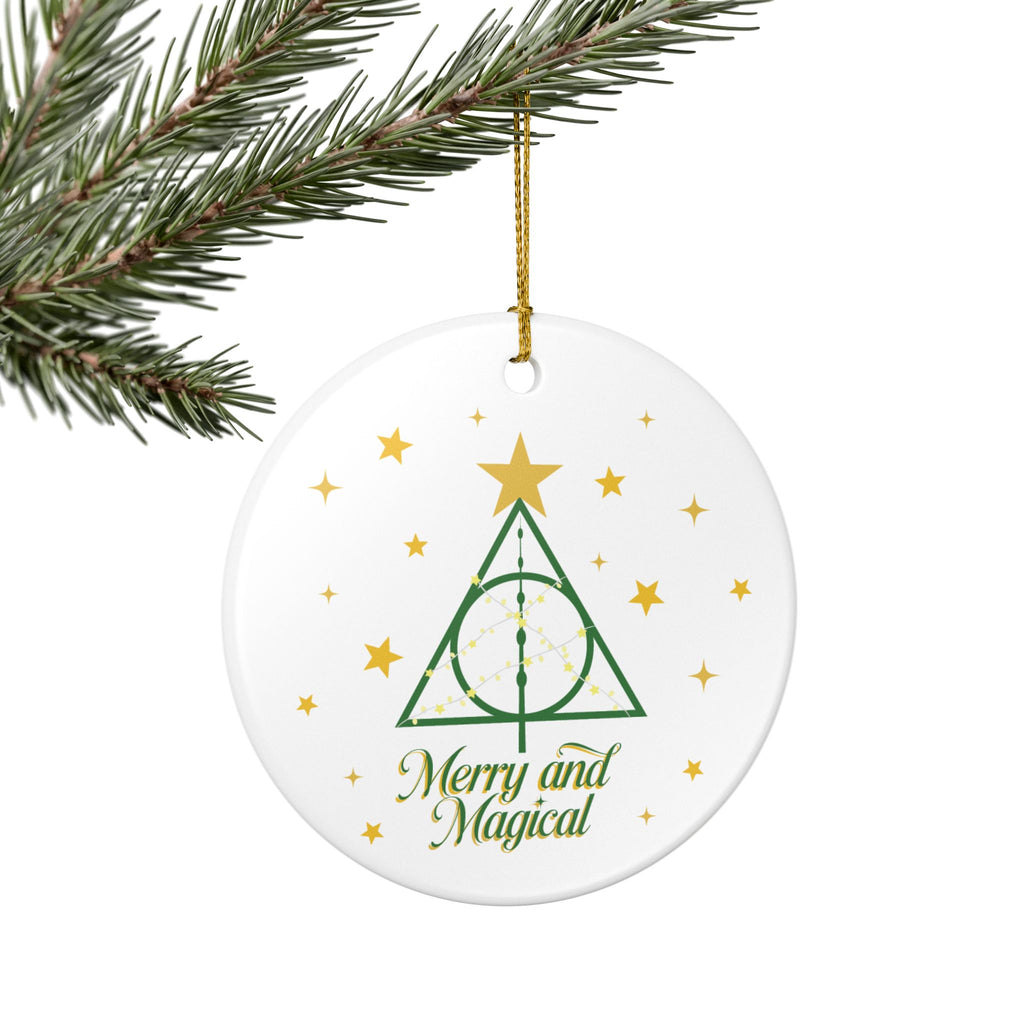 Merry and Magical Ornament- Wizard Inspired Ceramic Christmas Ornament