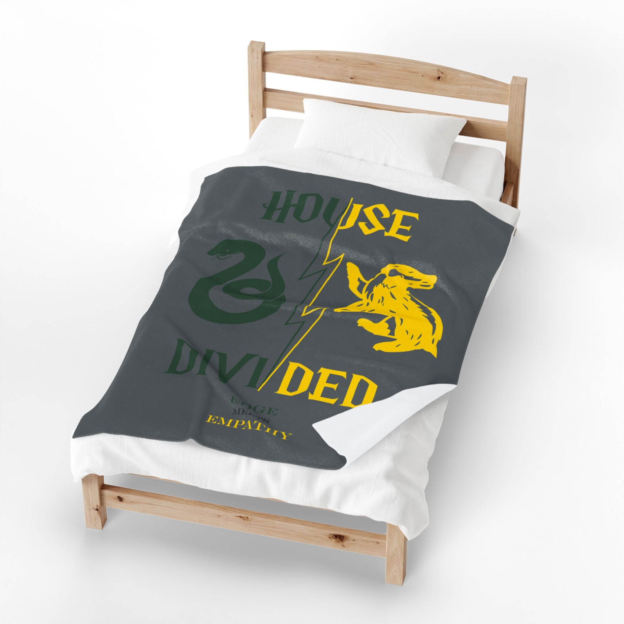 House Divided Serpent + Badger Rivalry Blanket- Edge Meets Empathy Cozy Wizardcore Throw (50x60)