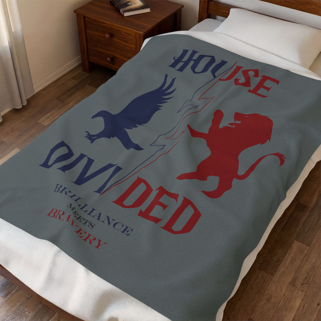 House Divided Raven + Lion Rivalry Blanket- Brilliance Meets Bravery Cozy Wizardcore Throw (50x60)
