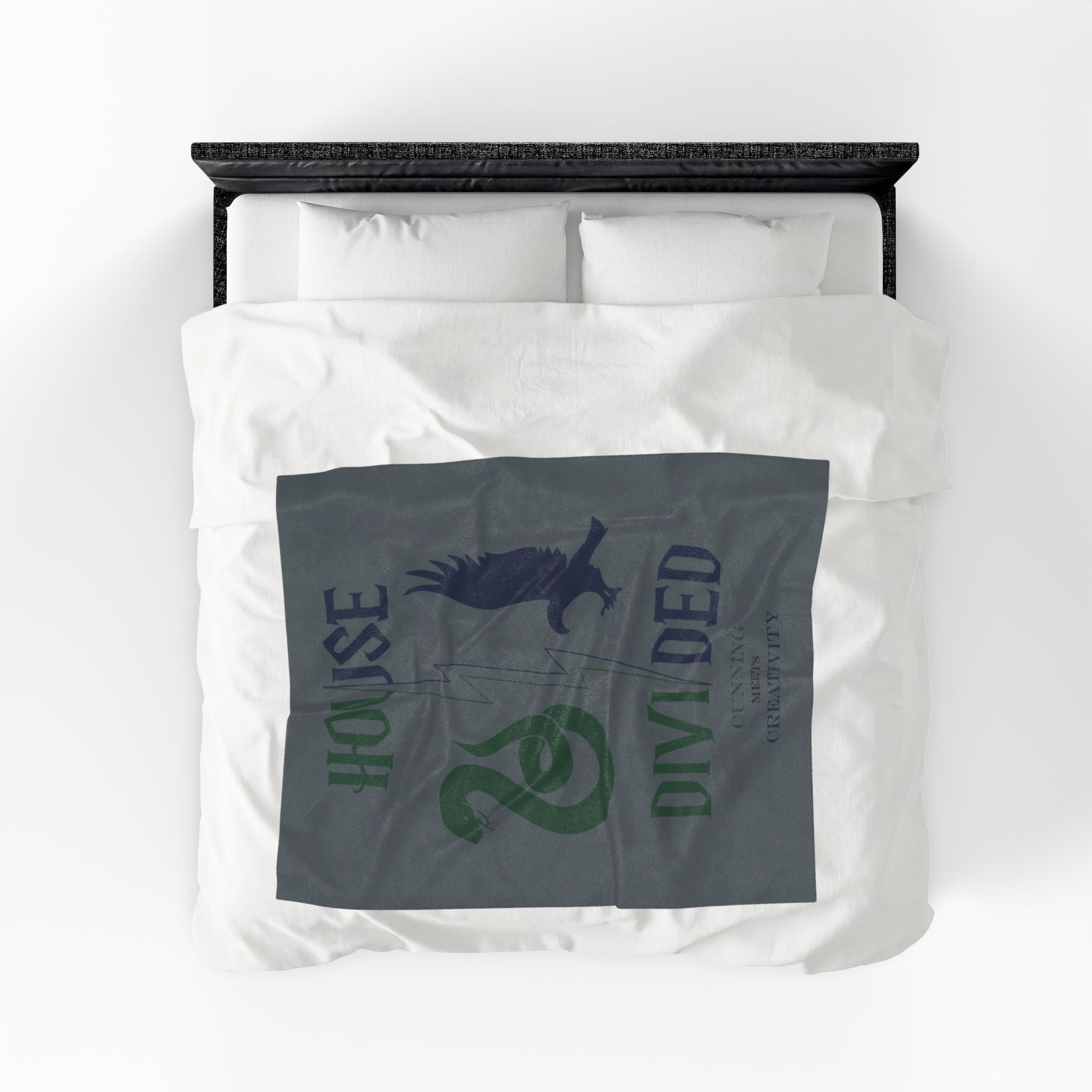 House Divided Serpent + Raven Rivalry Blanket- Cunning Meets Creativity Wizardcore Cozy Throw (50x60)