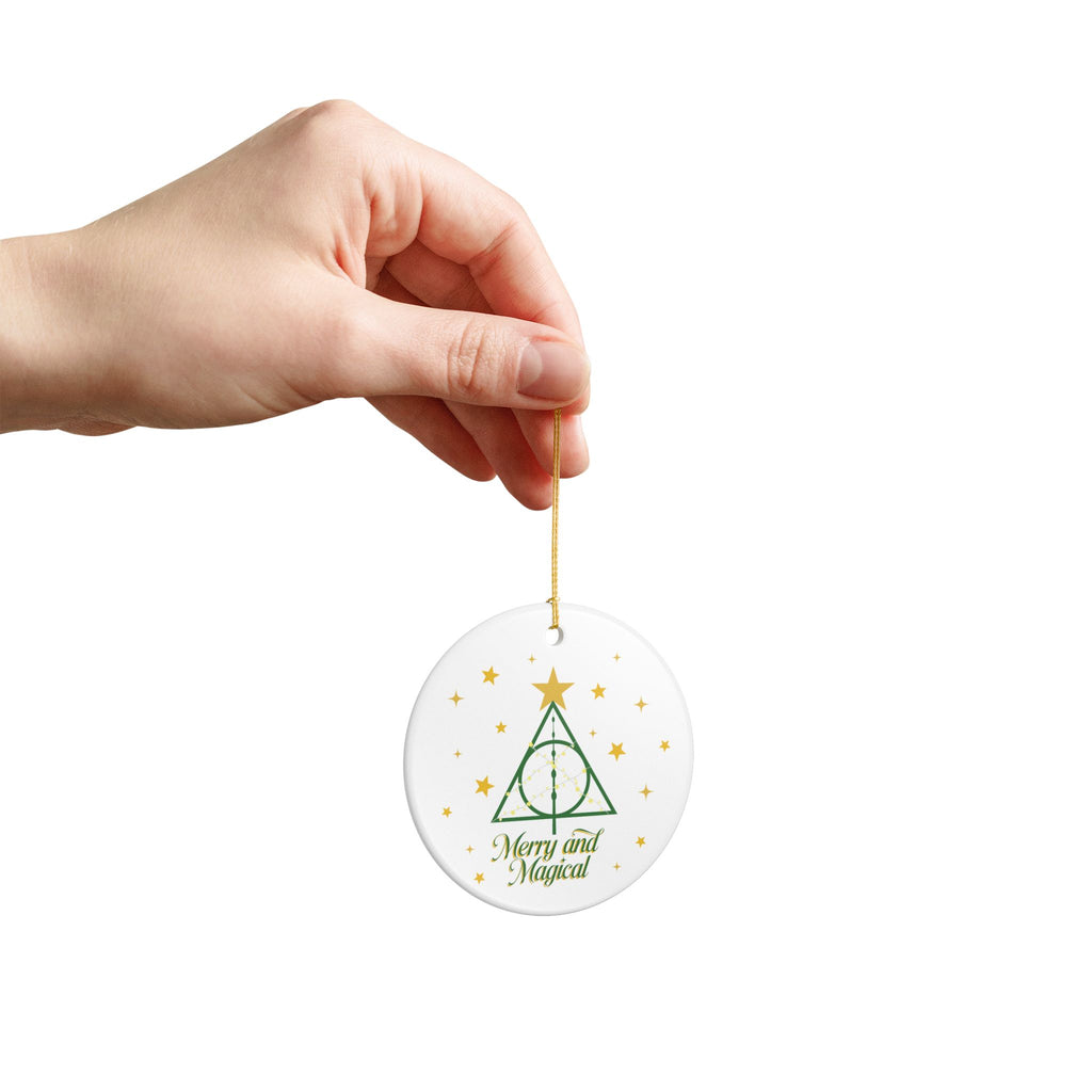 Merry and Magical Ornament- Wizard Inspired Ceramic Christmas Ornament