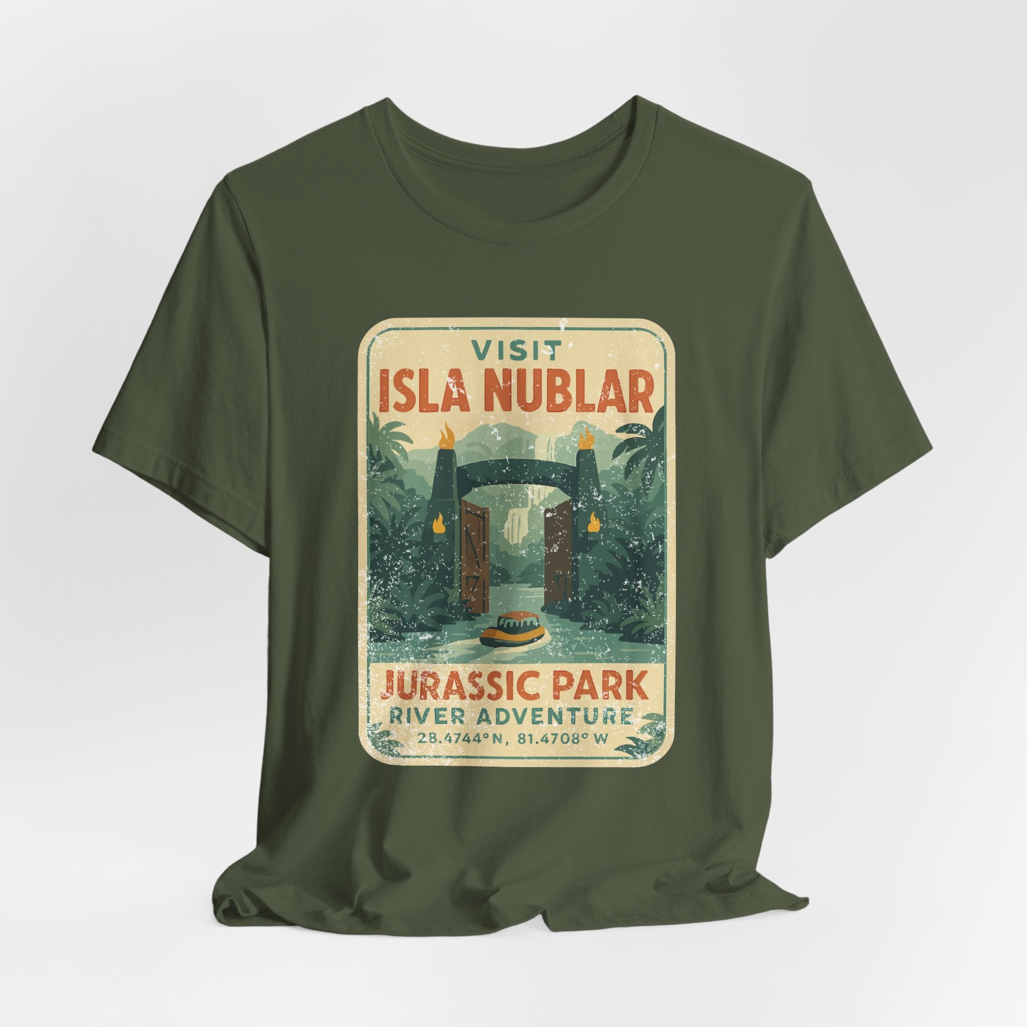 Visit Isla Nublar Shirt- River Adventure Ride Tee, Vintage Travel Poster Style