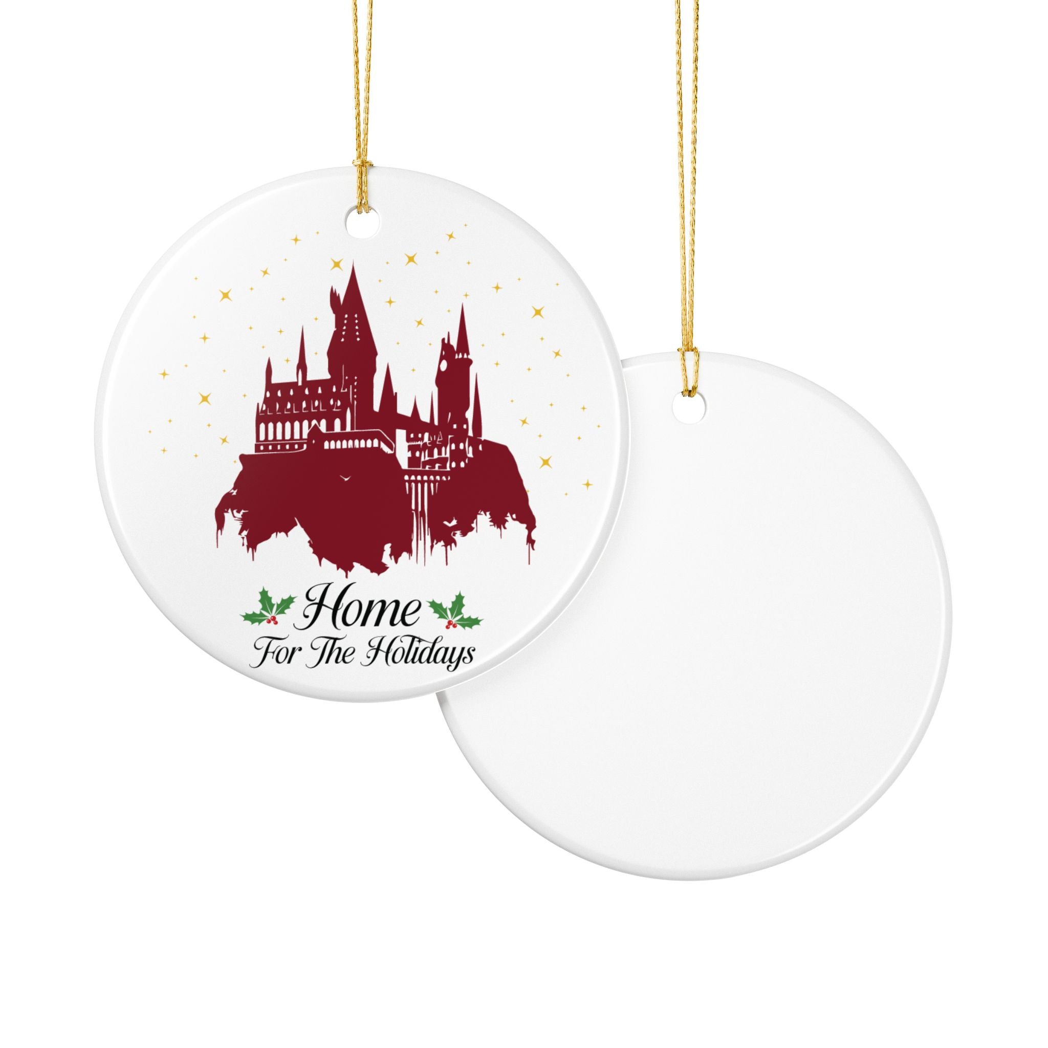 Home for the Holidays Castle Ornament- Ceramic Magical Wizard Christmas Decor