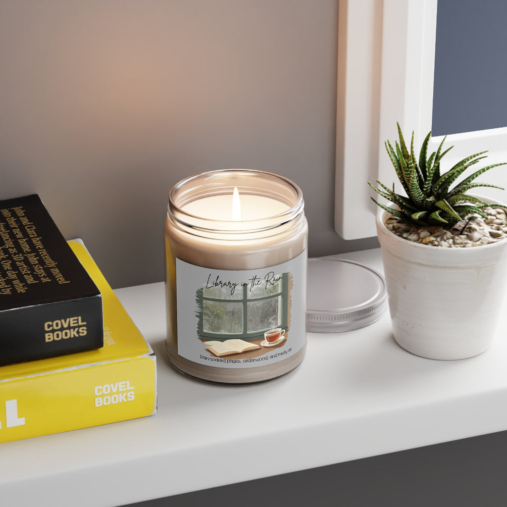 Library in the Rain Candle- Bookish Rainy Day Soy Candle for Readers