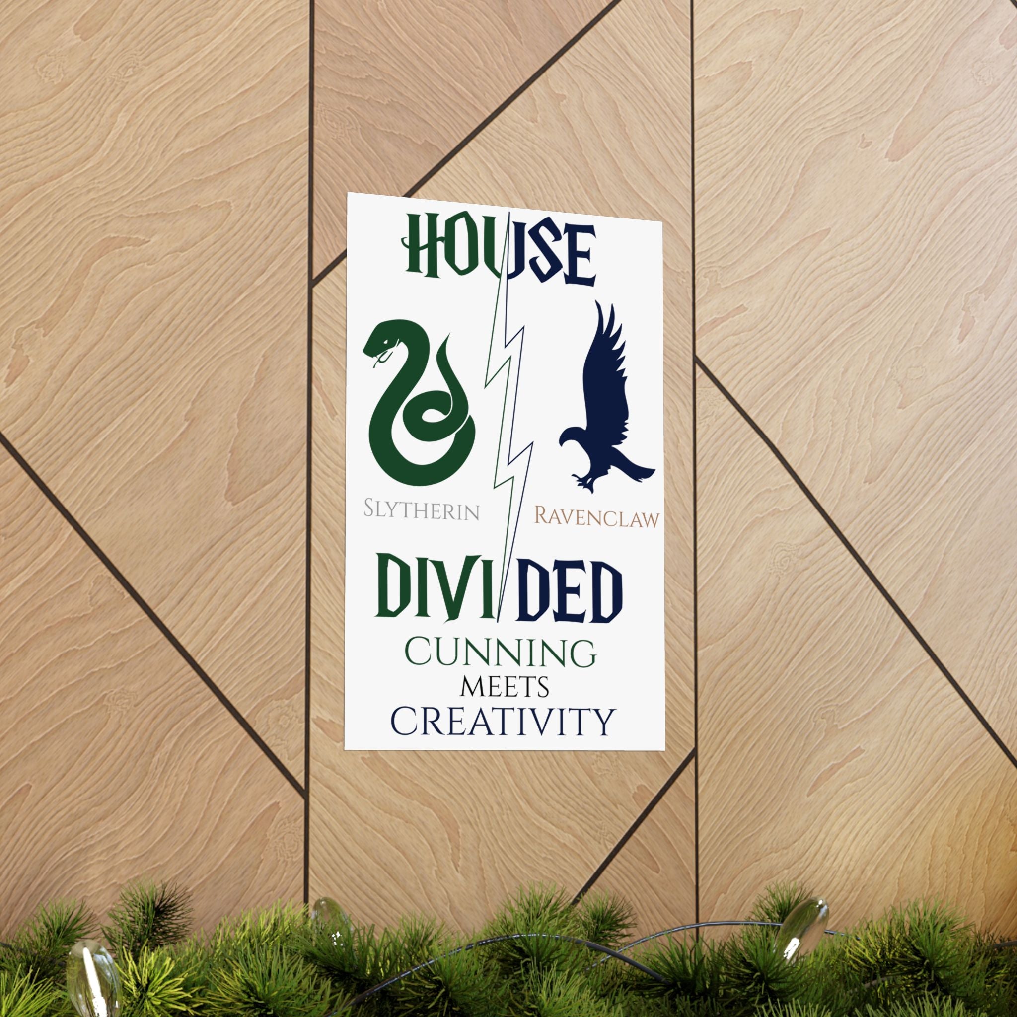 House Divided Poster – Slytherin x Ravenclaw | Magical House Wall Art