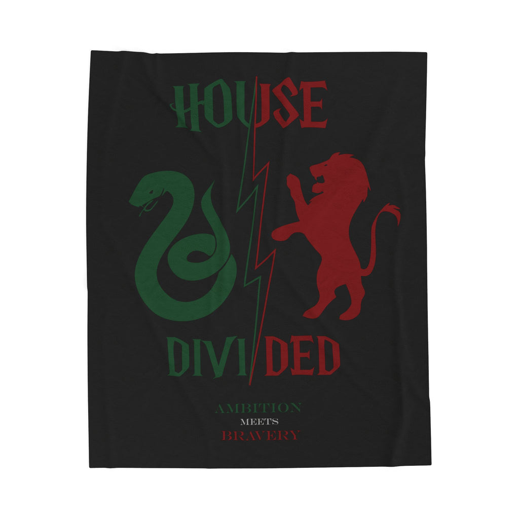 House Divided Serpent + Lion Rivalry Blanket- Ambition Meets Bravery Wizardcore Cozy Throw (50x60)